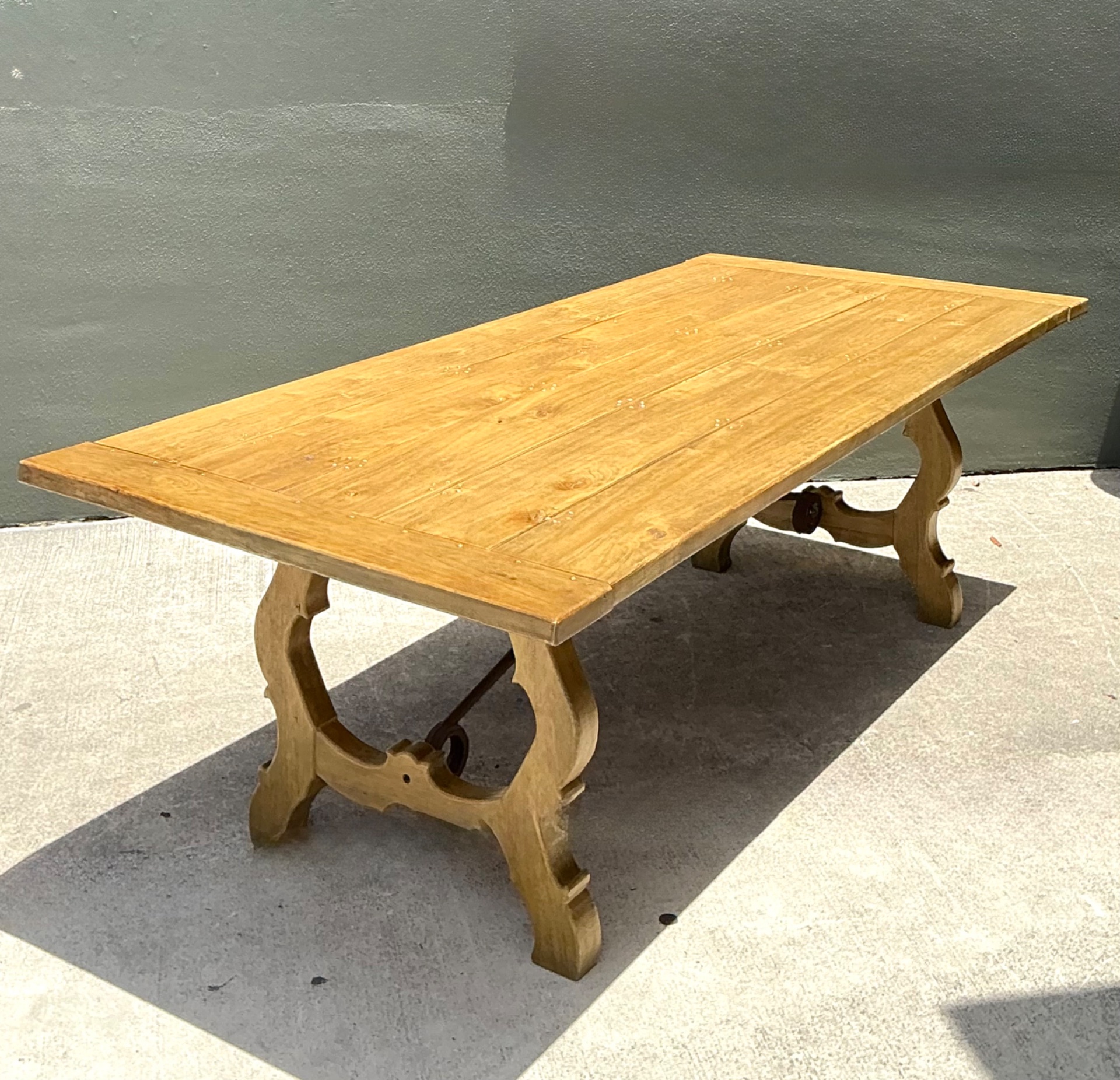 Vintage Wood Lyre Farmhouse Style Table - Side view