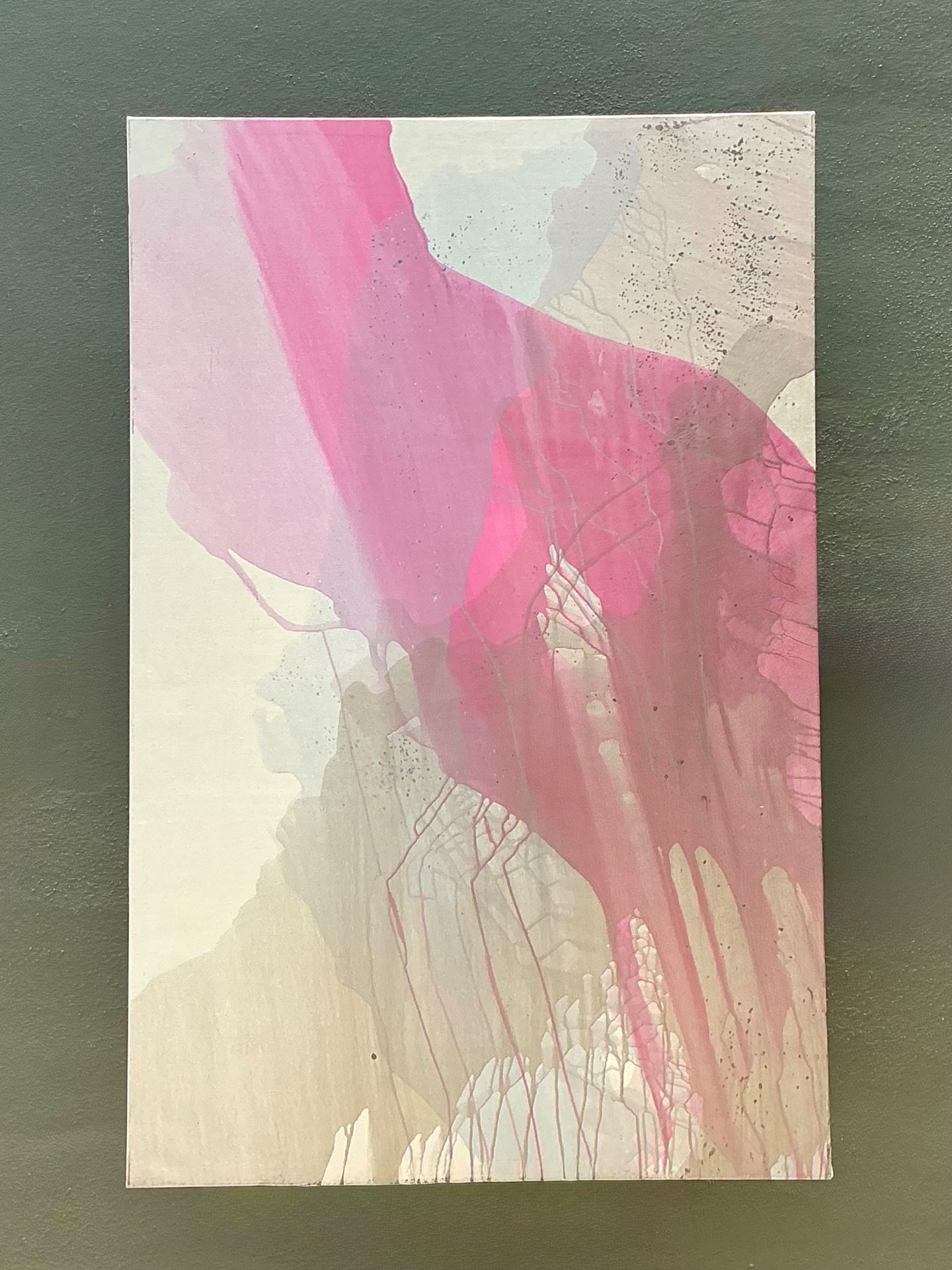 Vintage Monumental Abstract Expressionist Painting on Canvas - Side view