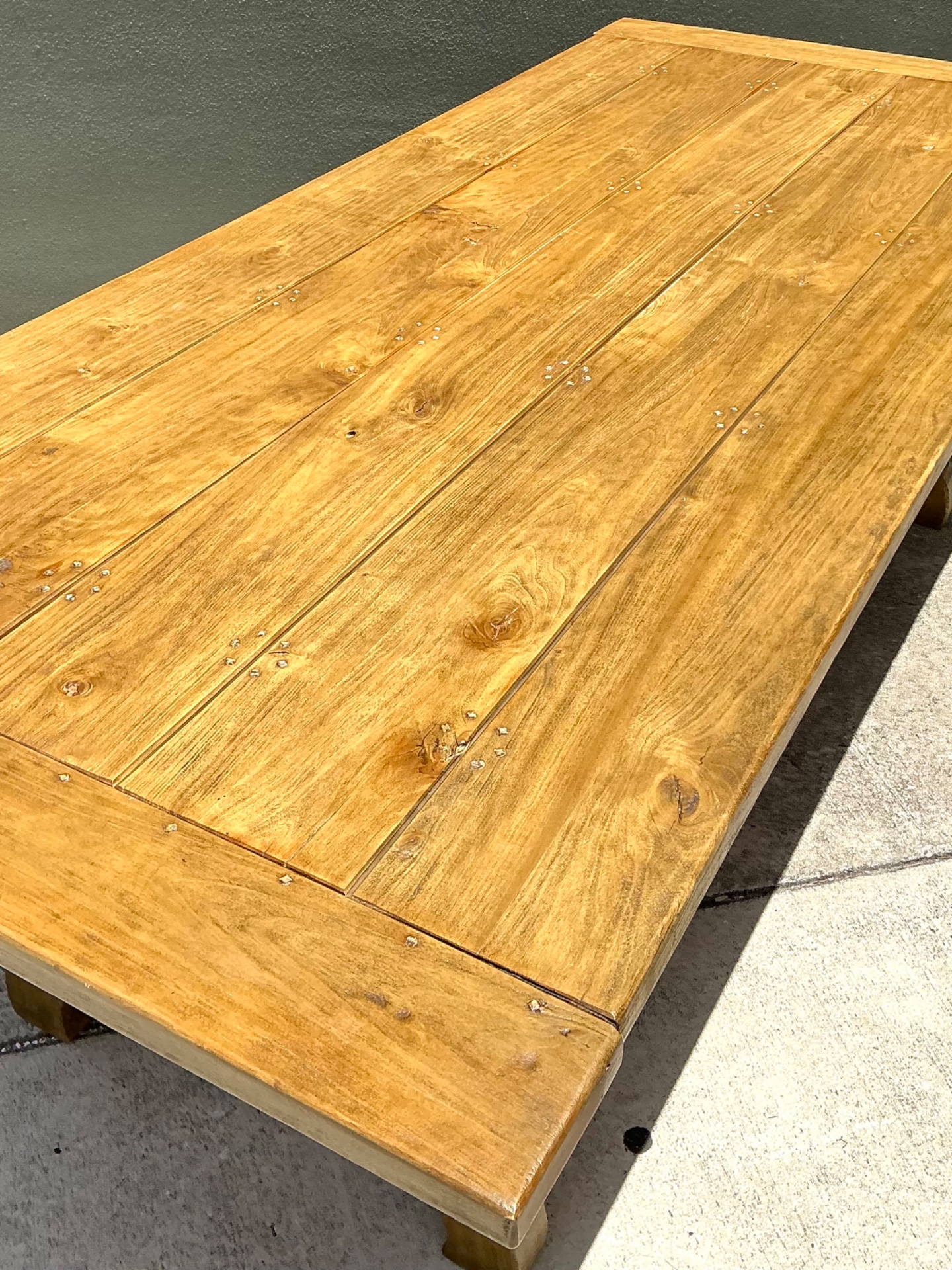 Vintage Wood Lyre Farmhouse Style Table - Detail view