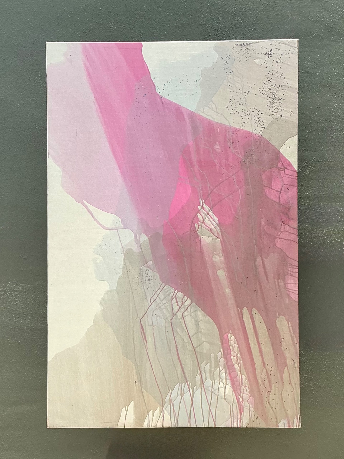 Vintage Monumental Abstract Expressionist Painting on Canvas - Top view