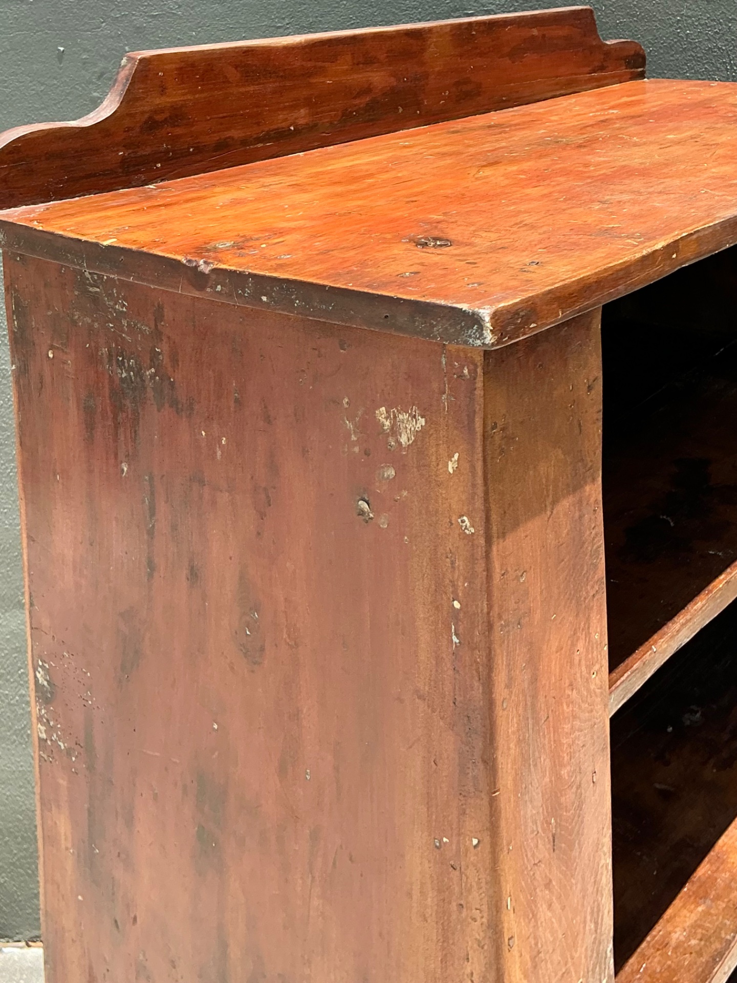 Vintage Rustic Handcrafted Wood Shelving Unit - Back view