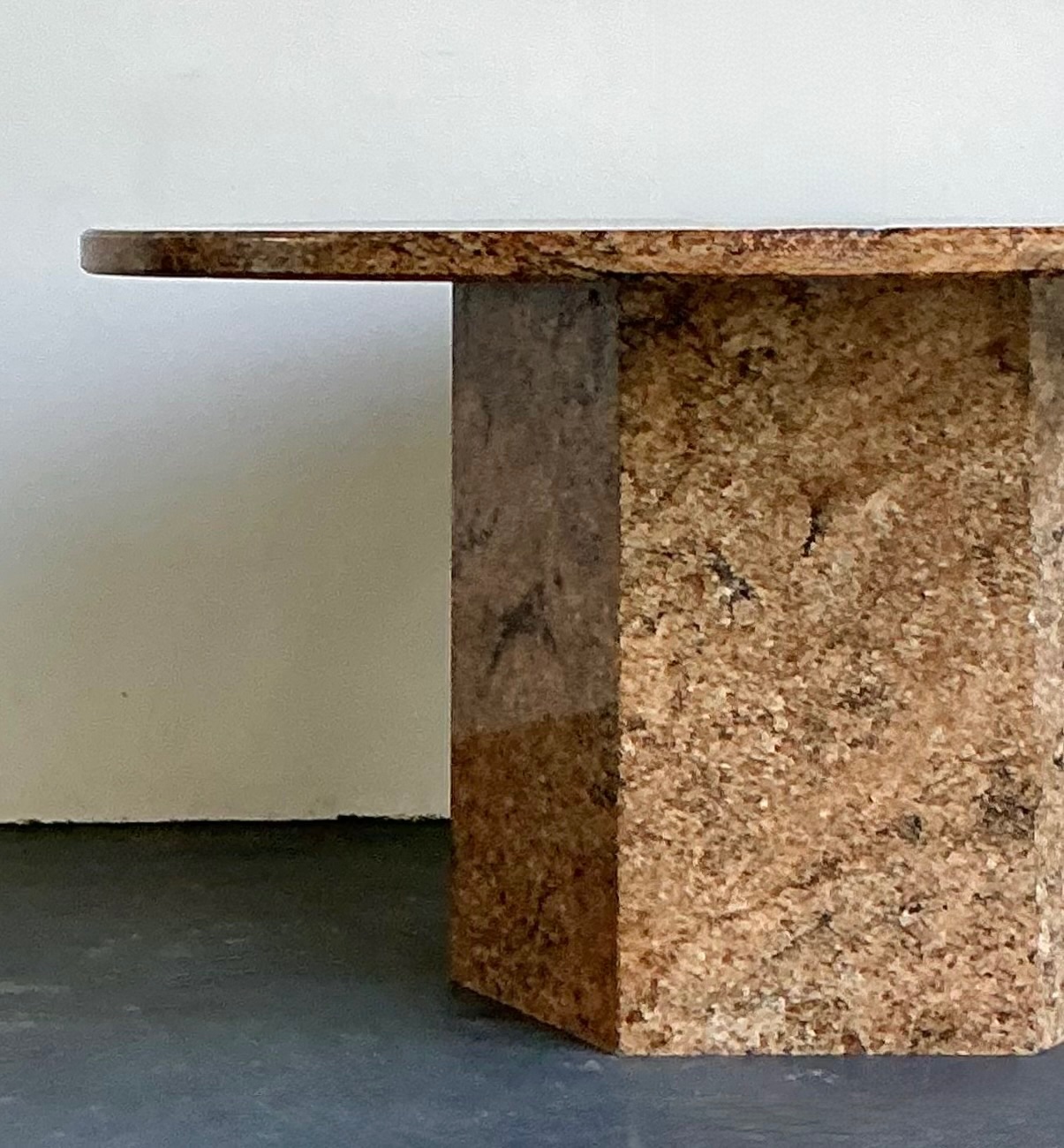 Vintage Granite Pedestal Dining Table - Side view