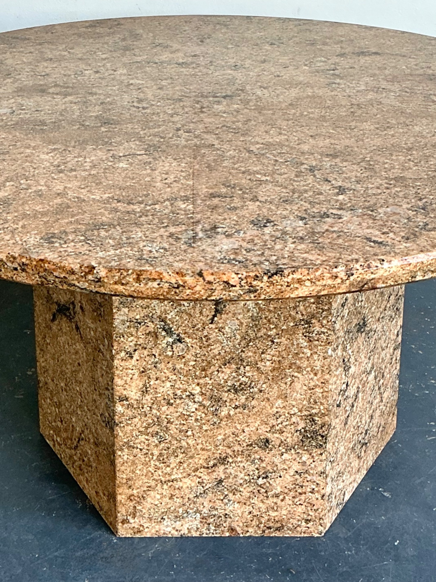Vintage Granite Pedestal Dining Table - Back view
