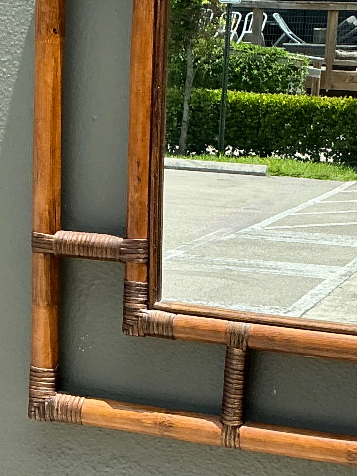 Vintage Rattan Arched Wall Mirror - Top view