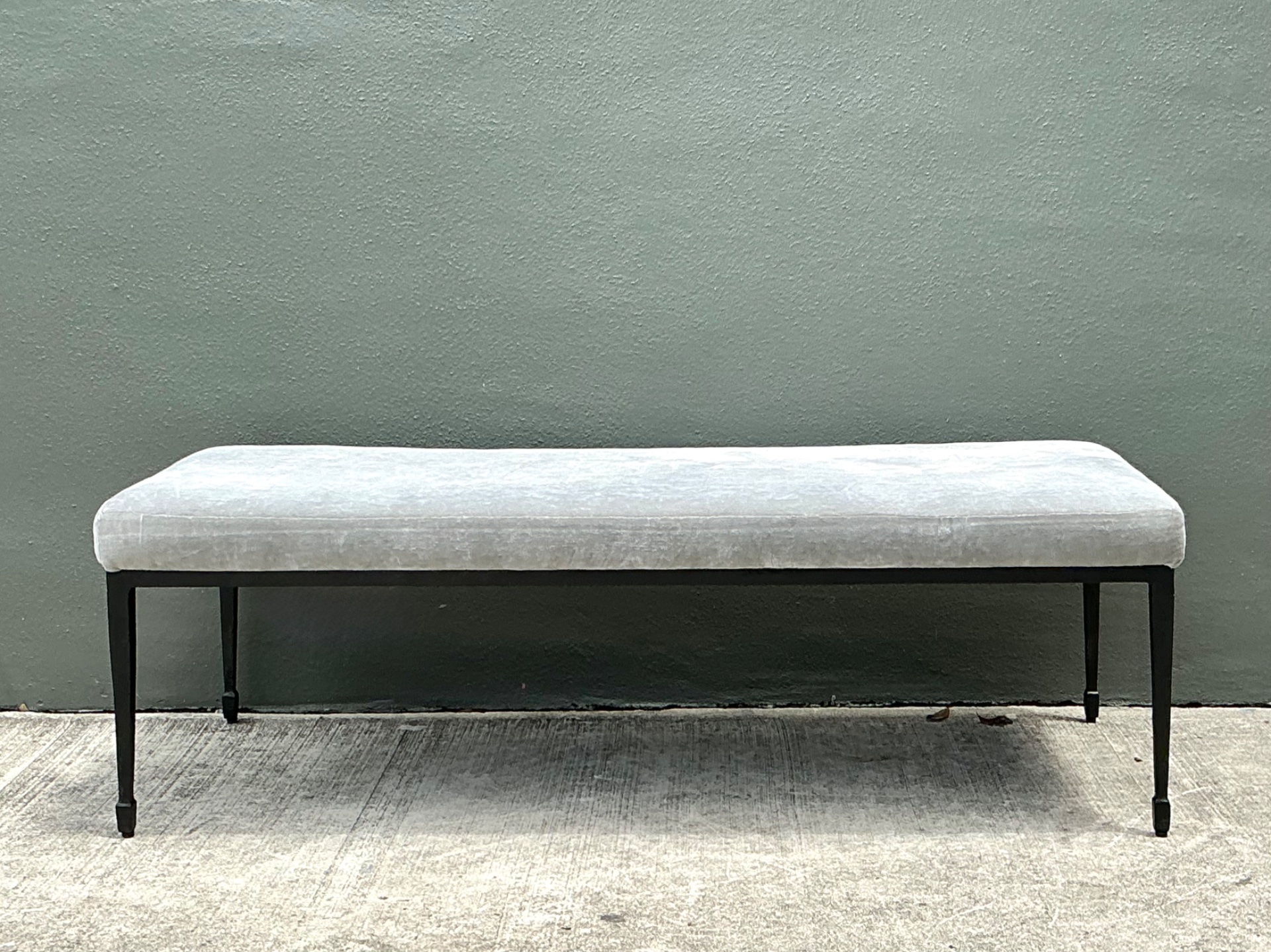Vintage Bernhardt Upholstered Metal Frame Bench - Back view
