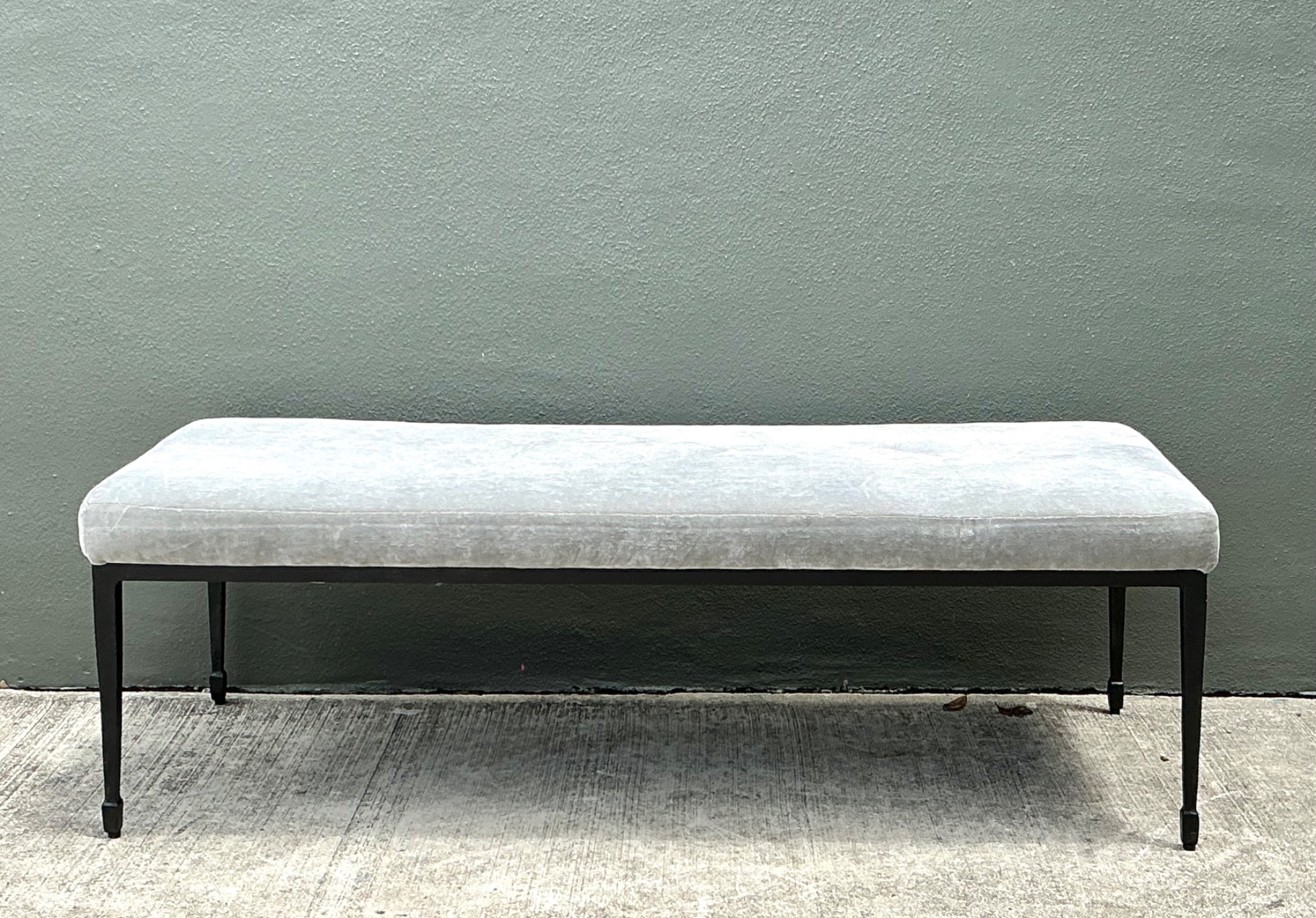 Vintage Bernhardt Upholstered Metal Frame Bench - Top view