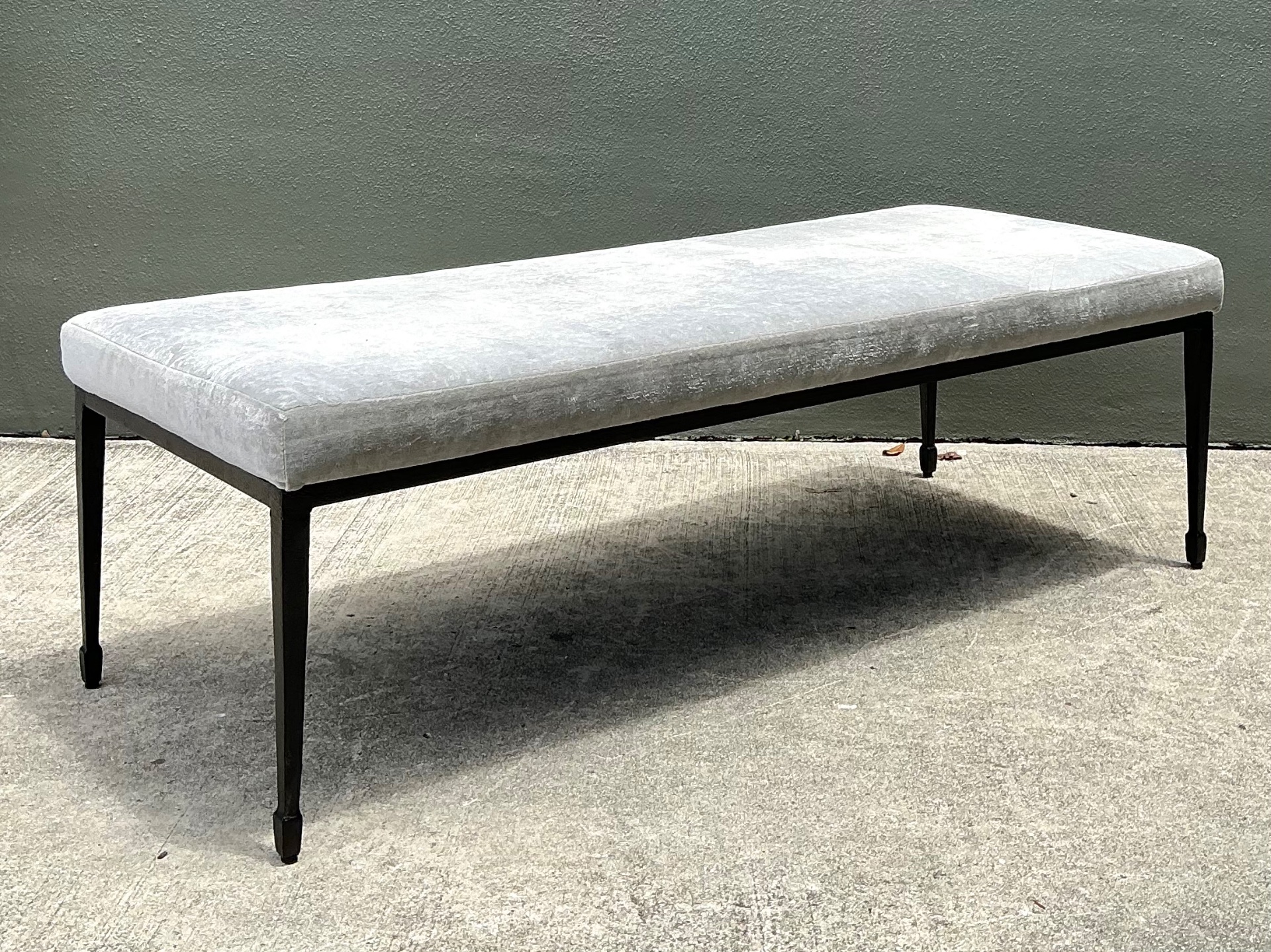 Vintage Bernhardt Upholstered Metal Frame Bench - Back view