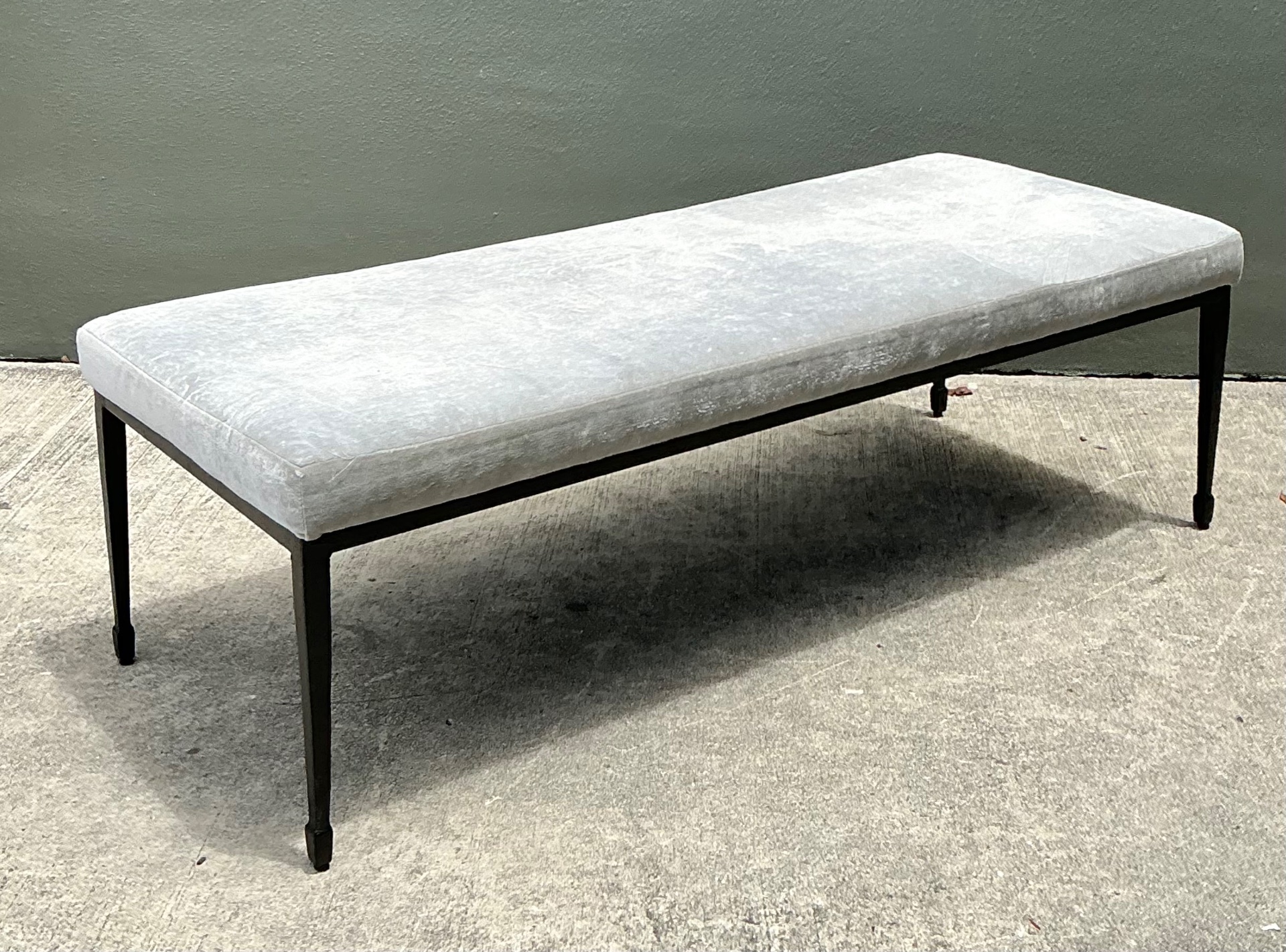 Vintage Bernhardt Upholstered Metal Frame Bench - Top view
