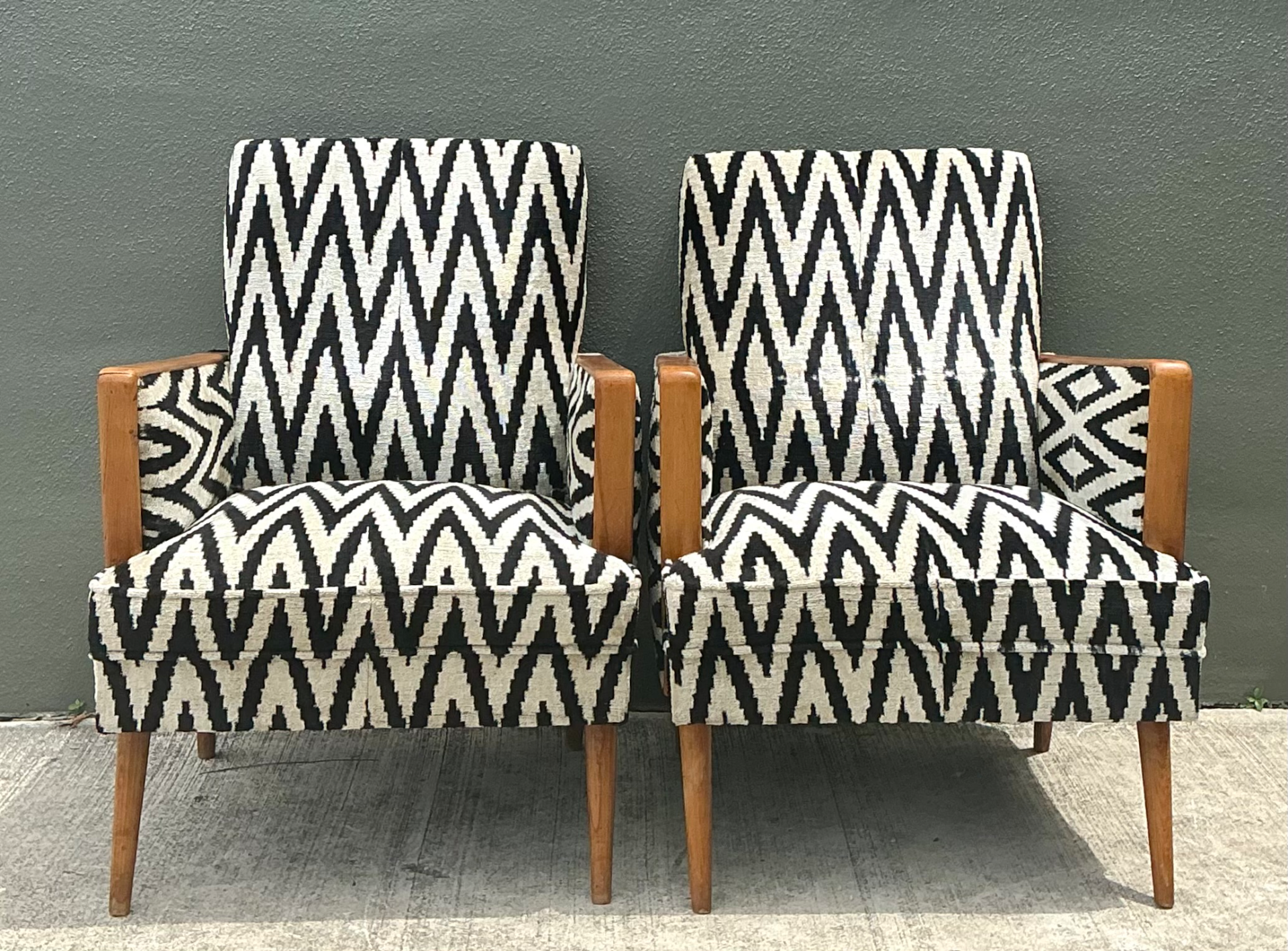 Vintage MCM Chevron Lounge Chairs - A Pair - Back view