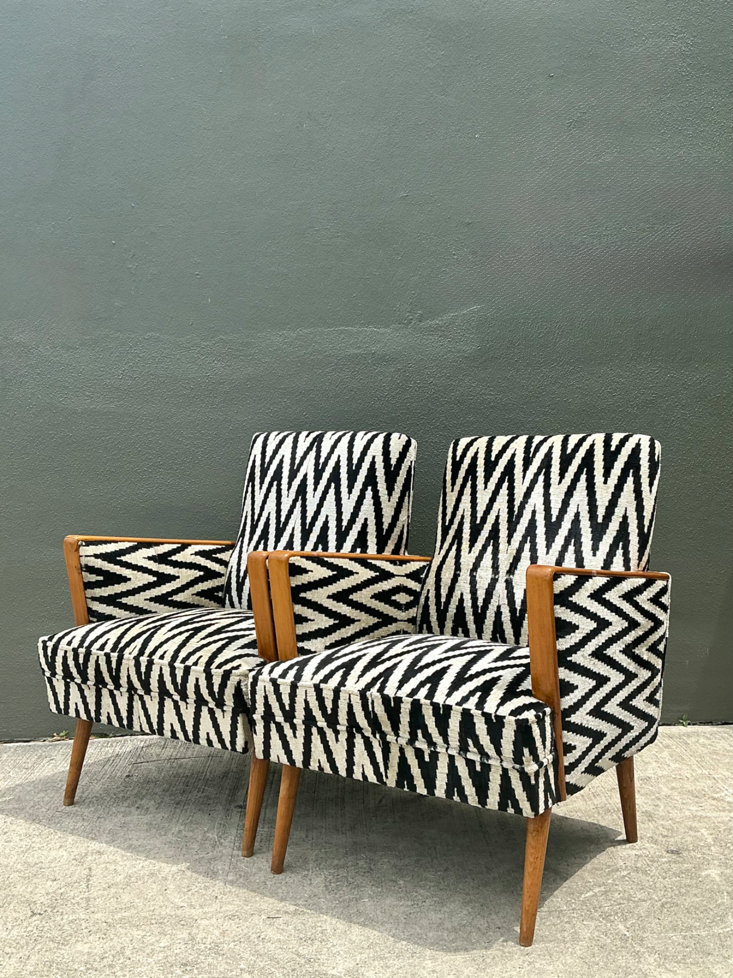 Vintage MCM Chevron Lounge Chairs - A Pair - Top view