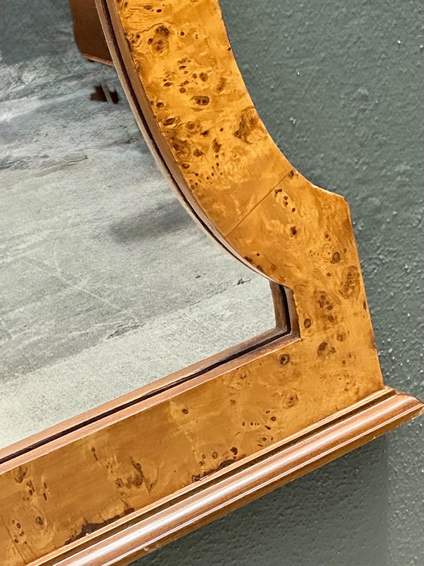 Vintage Burl Wood Marquetry Wall Mirror - Detail view
