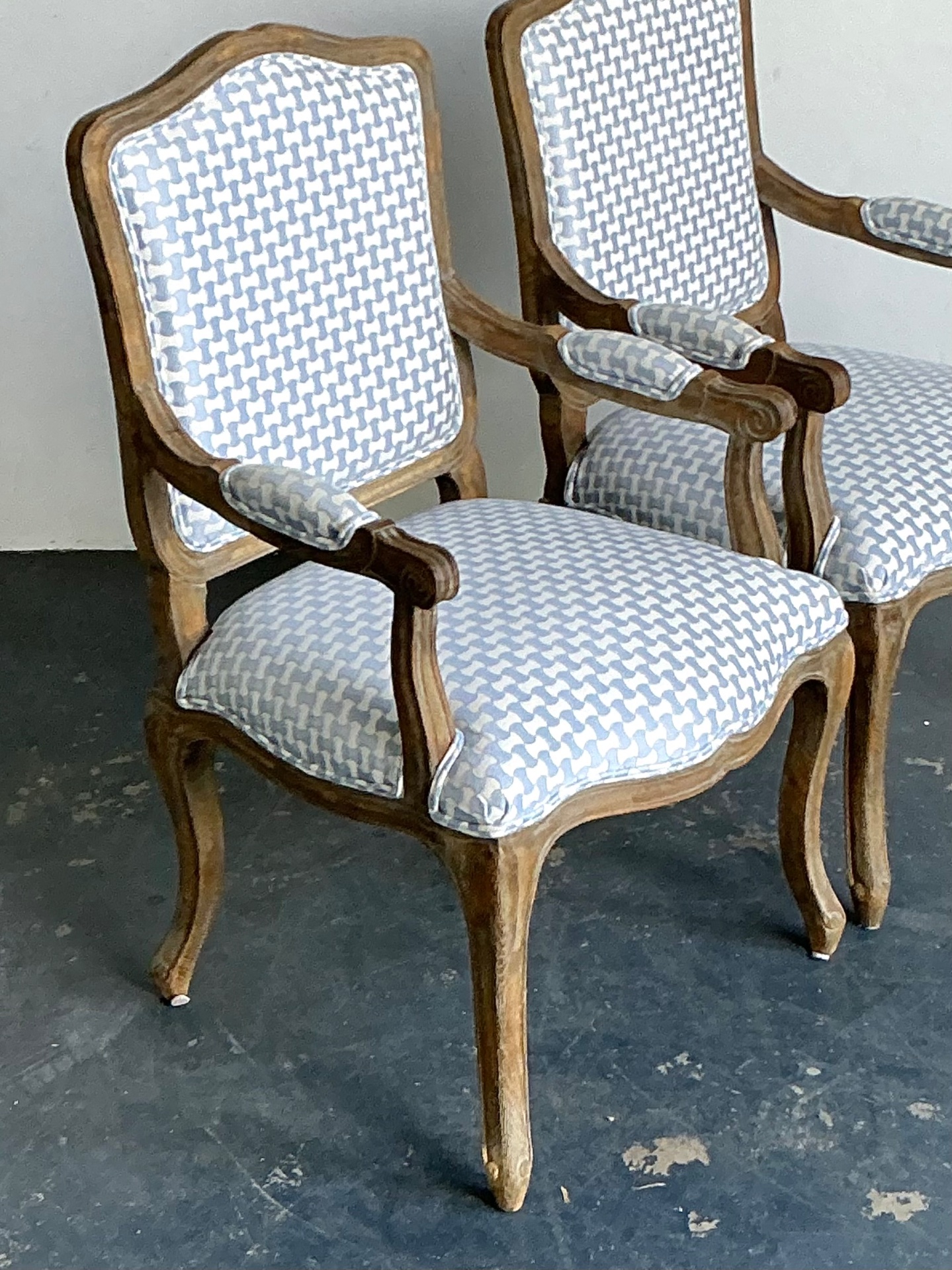 Vintage Louis XV Style Carved Wood Armchairs - Detail view