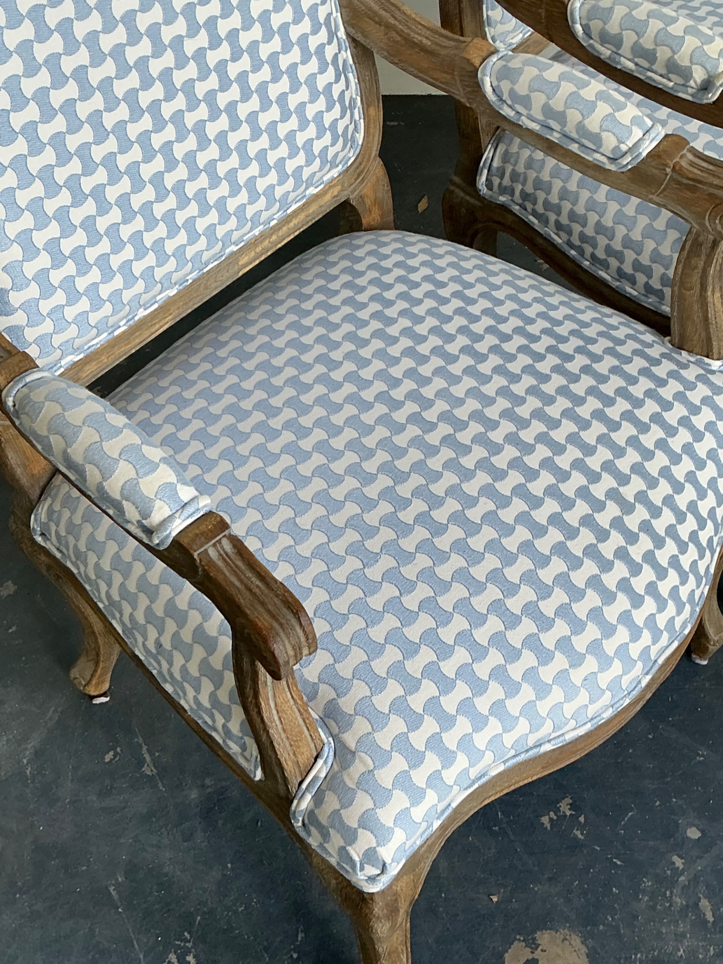 Vintage Louis XV Style Carved Wood Armchairs - Back view