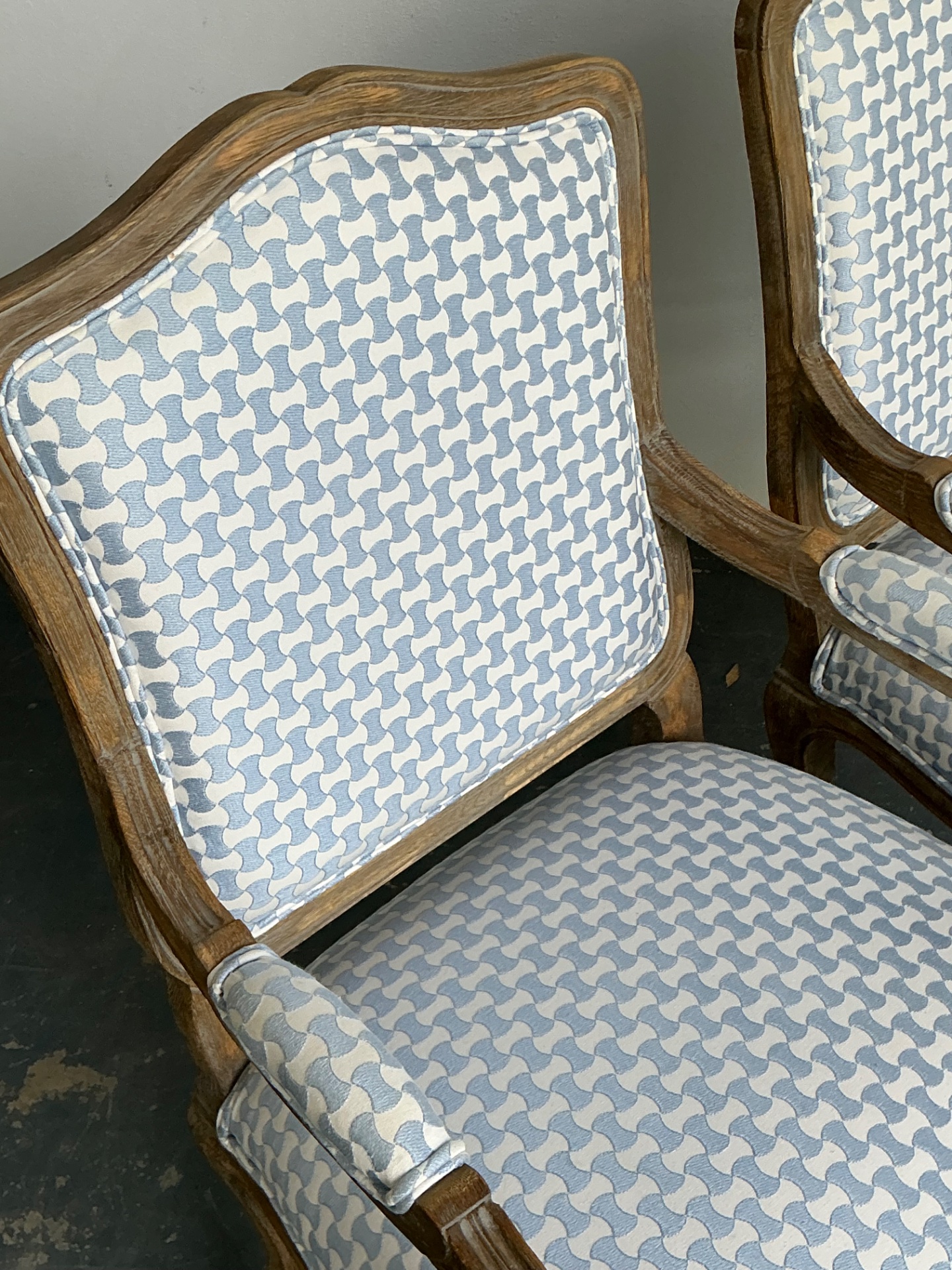 Vintage Louis XV Style Carved Wood Armchairs - Top view