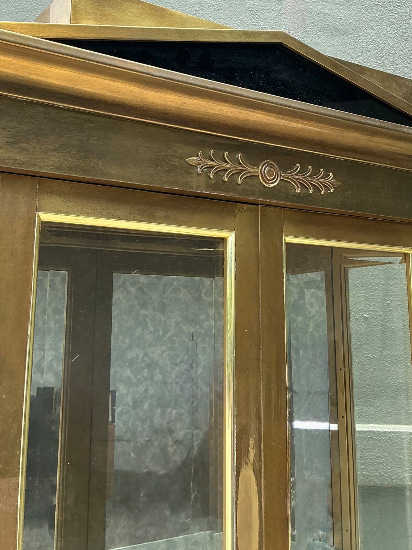 Vintage Mastercraft Brass Pediment Cabinet - Top view