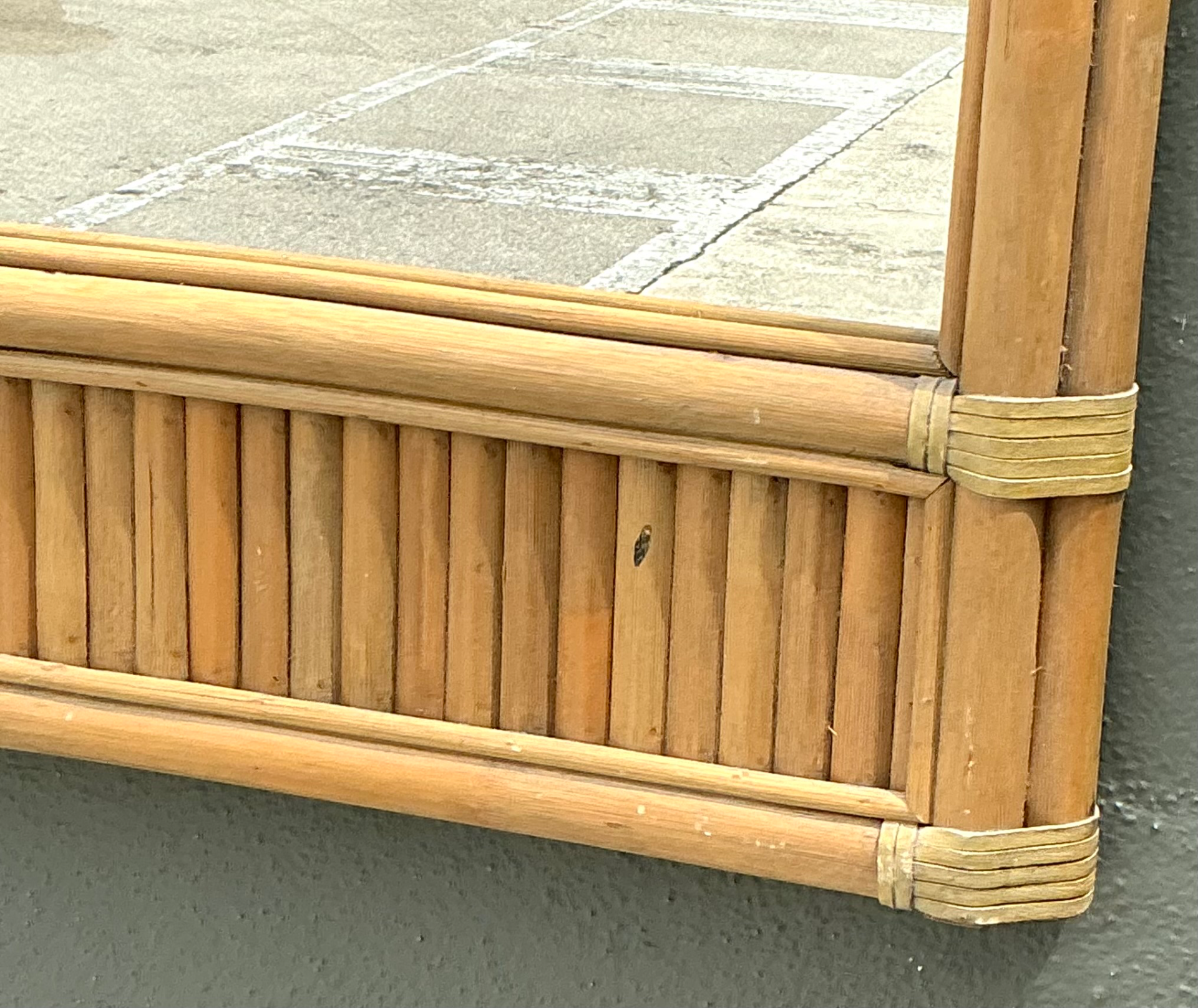 Vintage Boho Arched Rattan Mirror - Top view