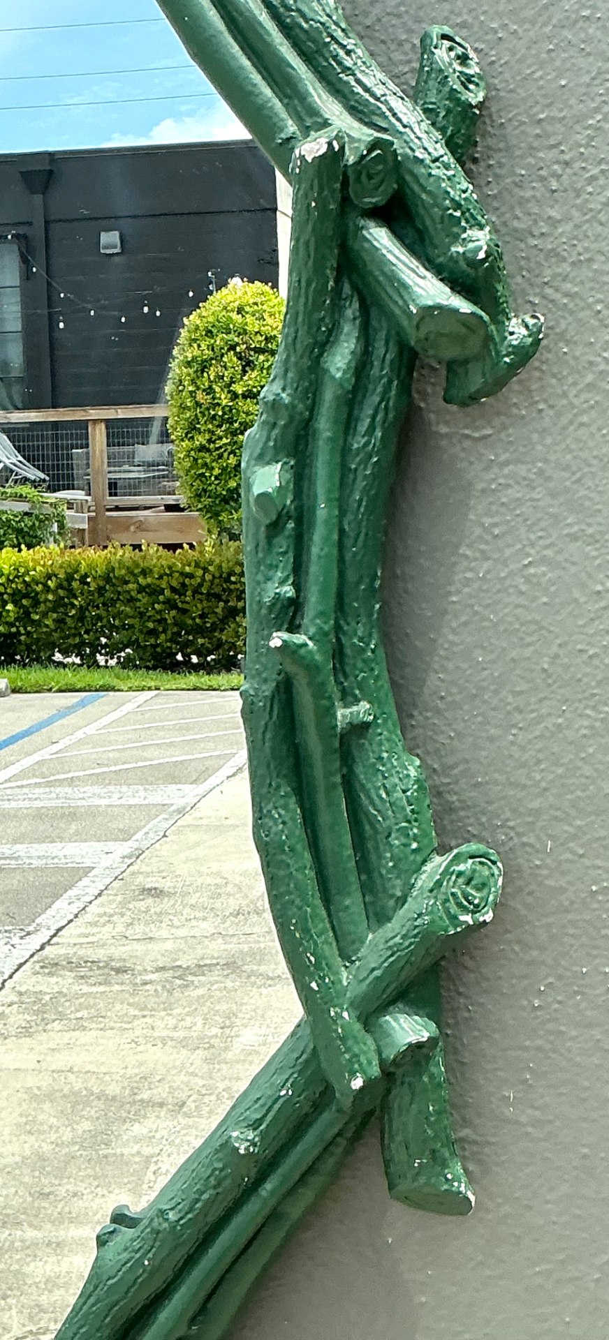 Vintage Green Painted Twig Mirror - Top view