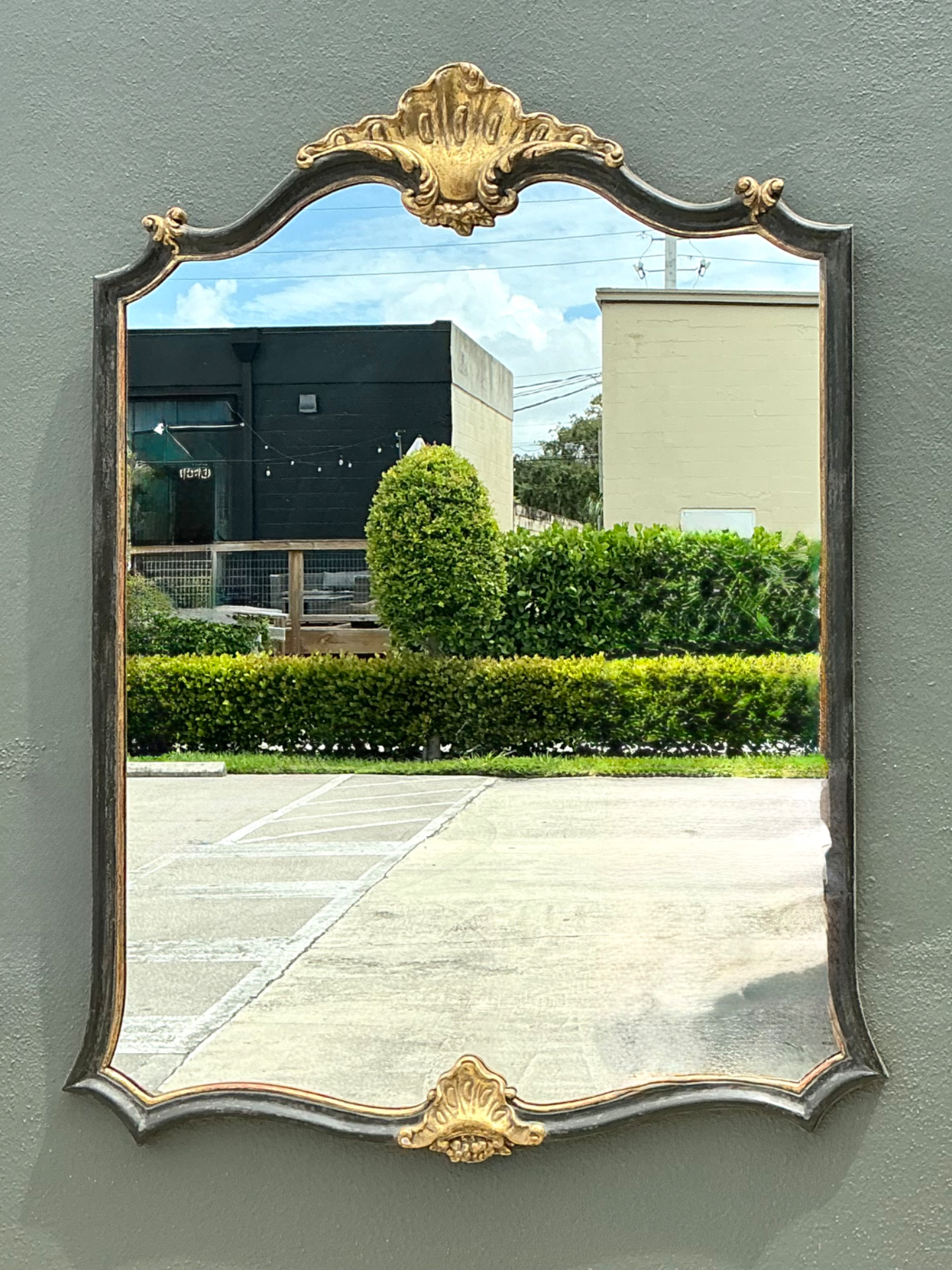 Vintage Ornate Carved Wood Mirror - Side view