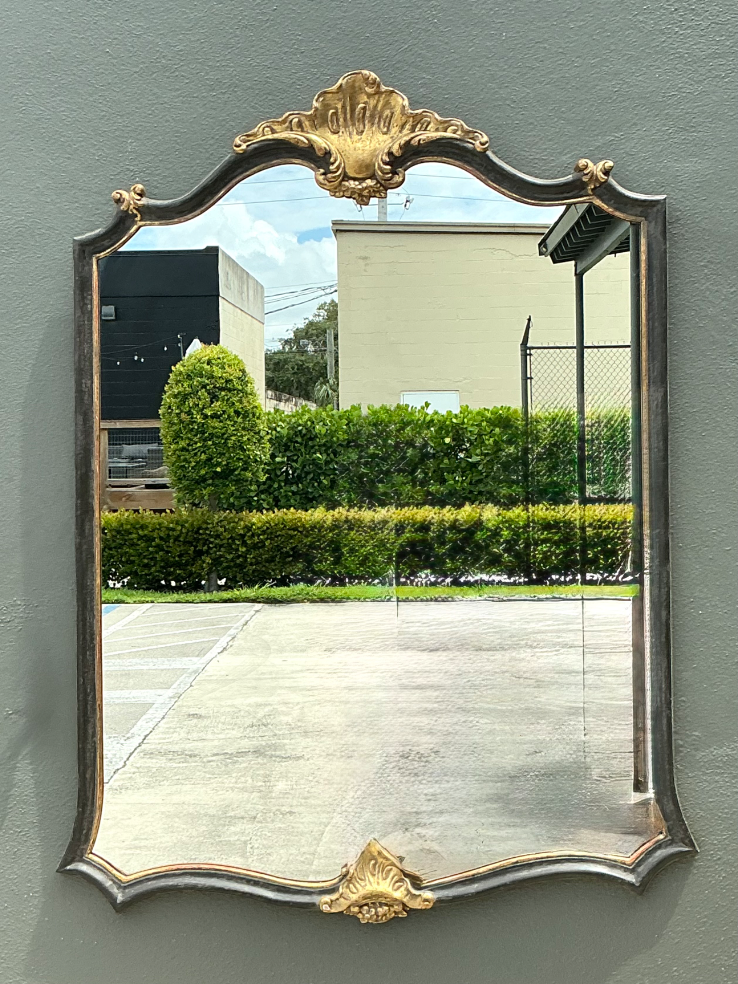 Vintage Ornate Carved Wood Mirror - Back view