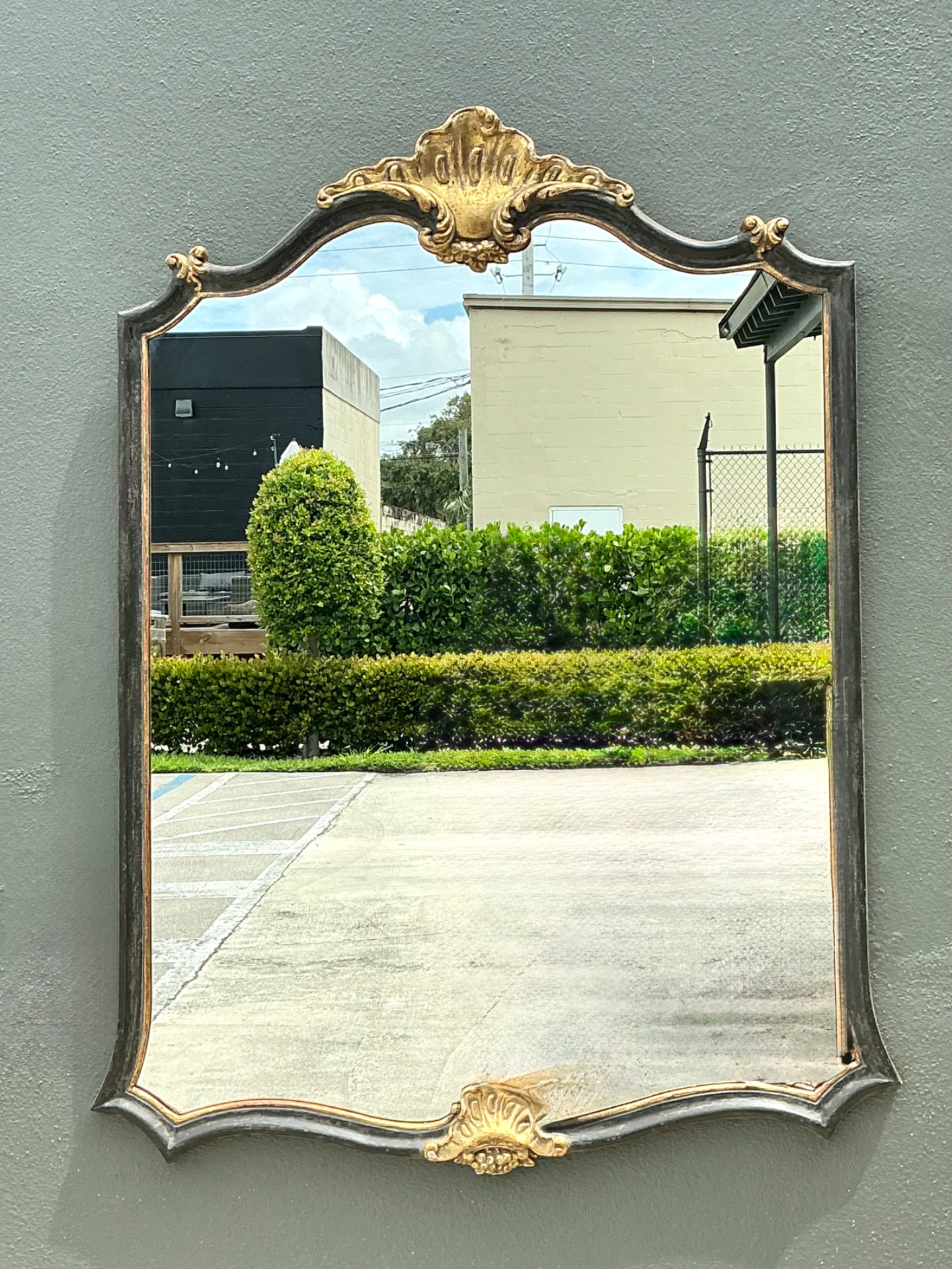 Vintage Ornate Carved Wood Mirror - Detail view