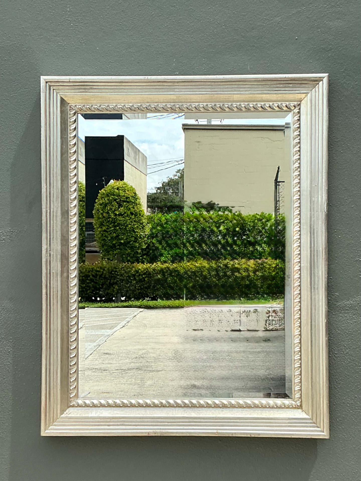 Vintage Carved Wood and Mirrored Glass Mirror - Back view