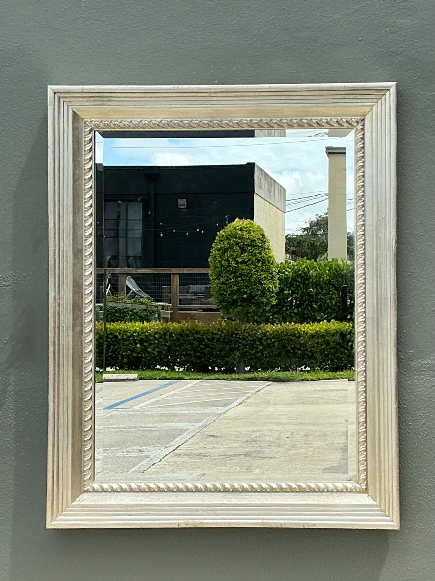 Vintage Carved Wood and Mirrored Glass Mirror - Detail view