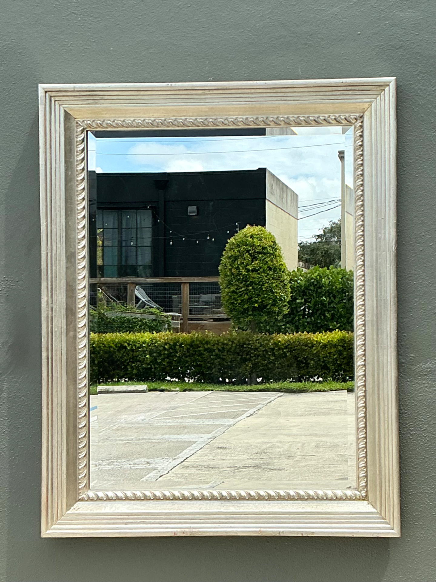Vintage Carved Wood and Mirrored Glass Mirror - Side view