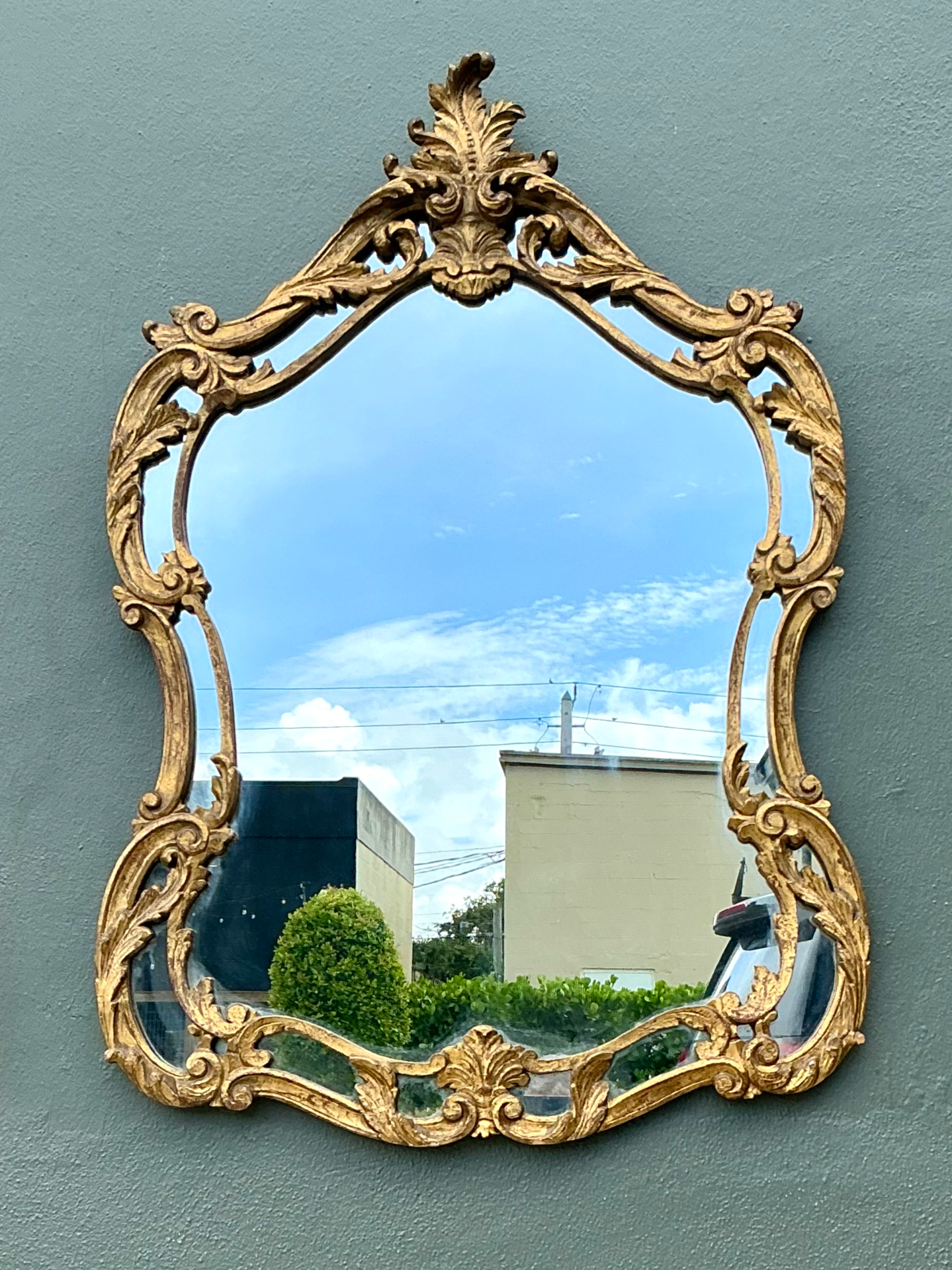 Vintage Rococo Style Gold Frame Mirror - Back view