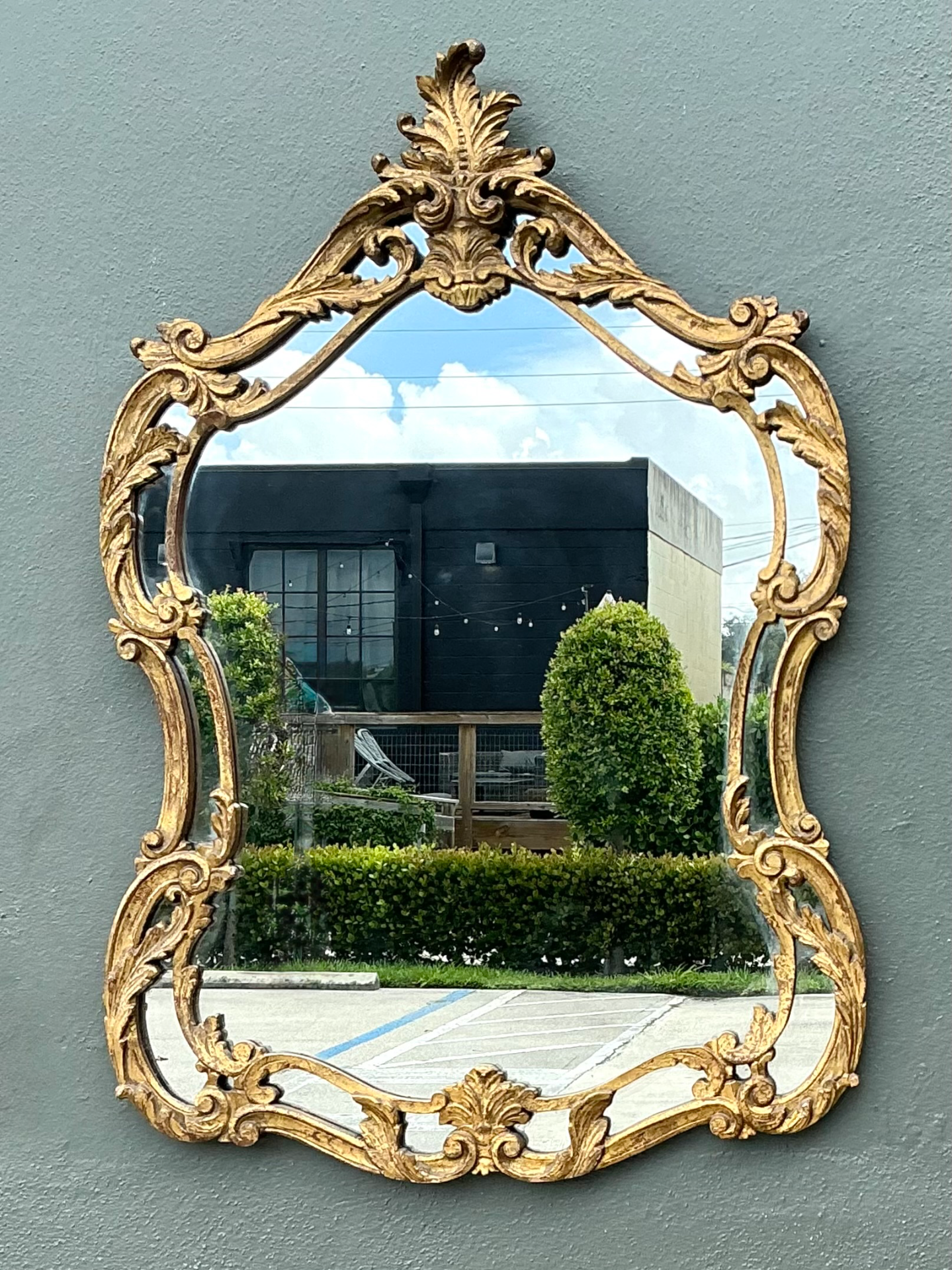 Vintage Rococo Style Gold Frame Mirror - Detail view