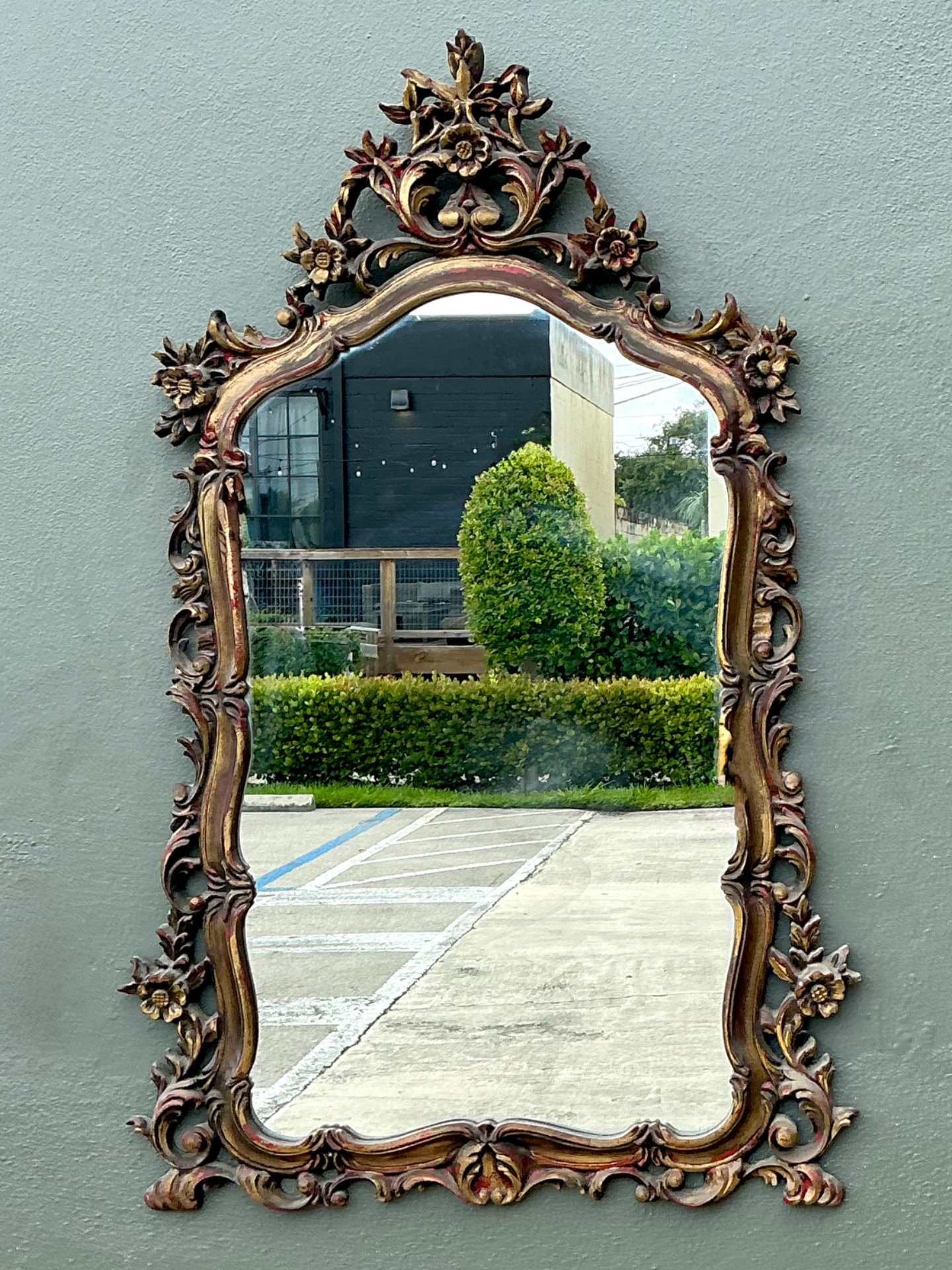 Vintage Ornate Carved Mirror - Detail view