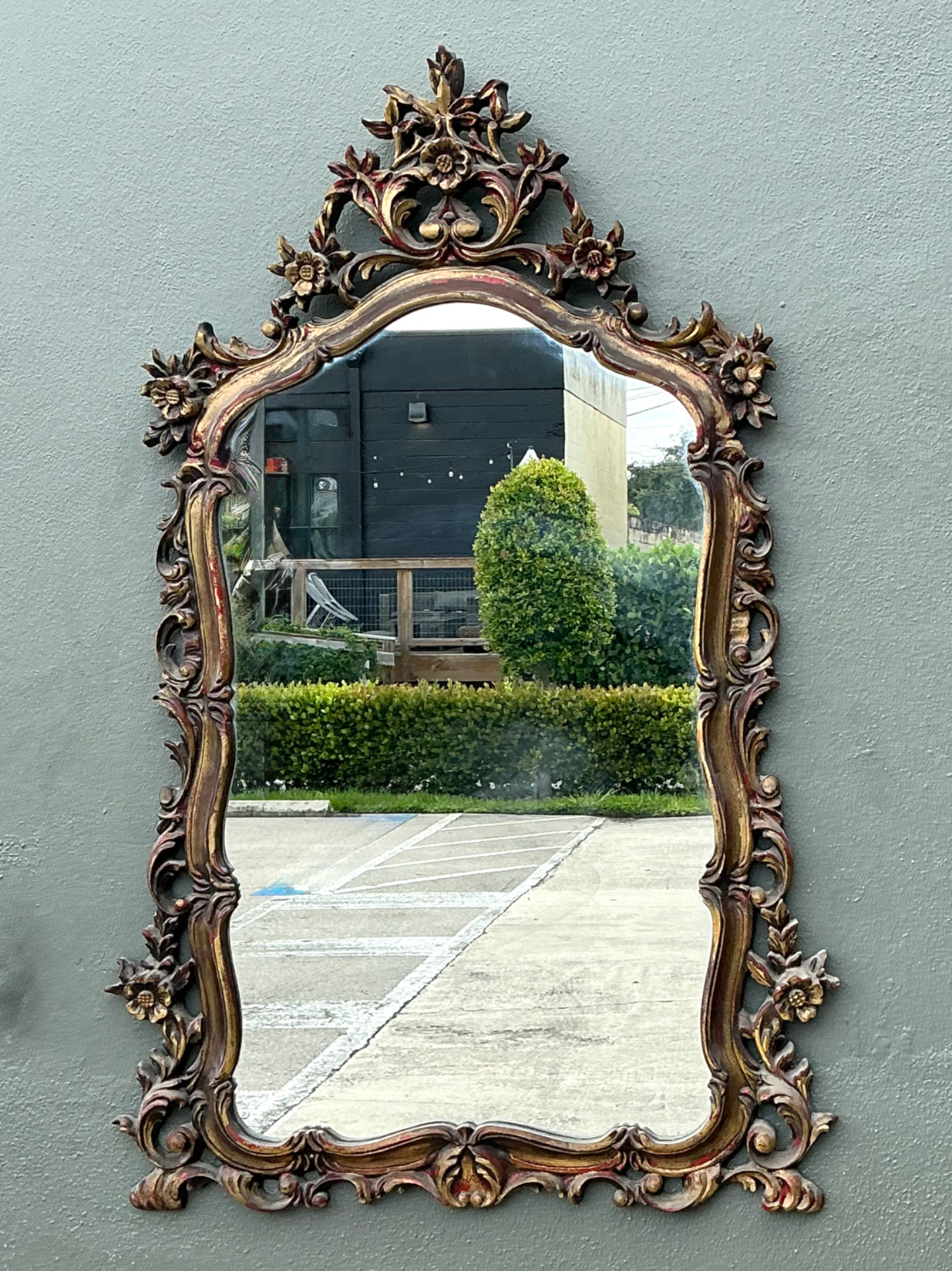 Vintage Ornate Carved Mirror - Side view