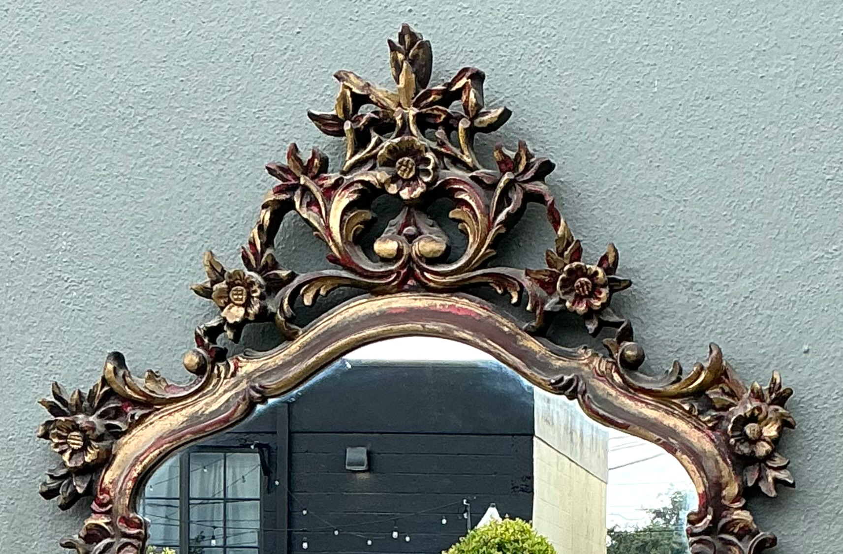 Vintage Ornate Carved Mirror - Back view