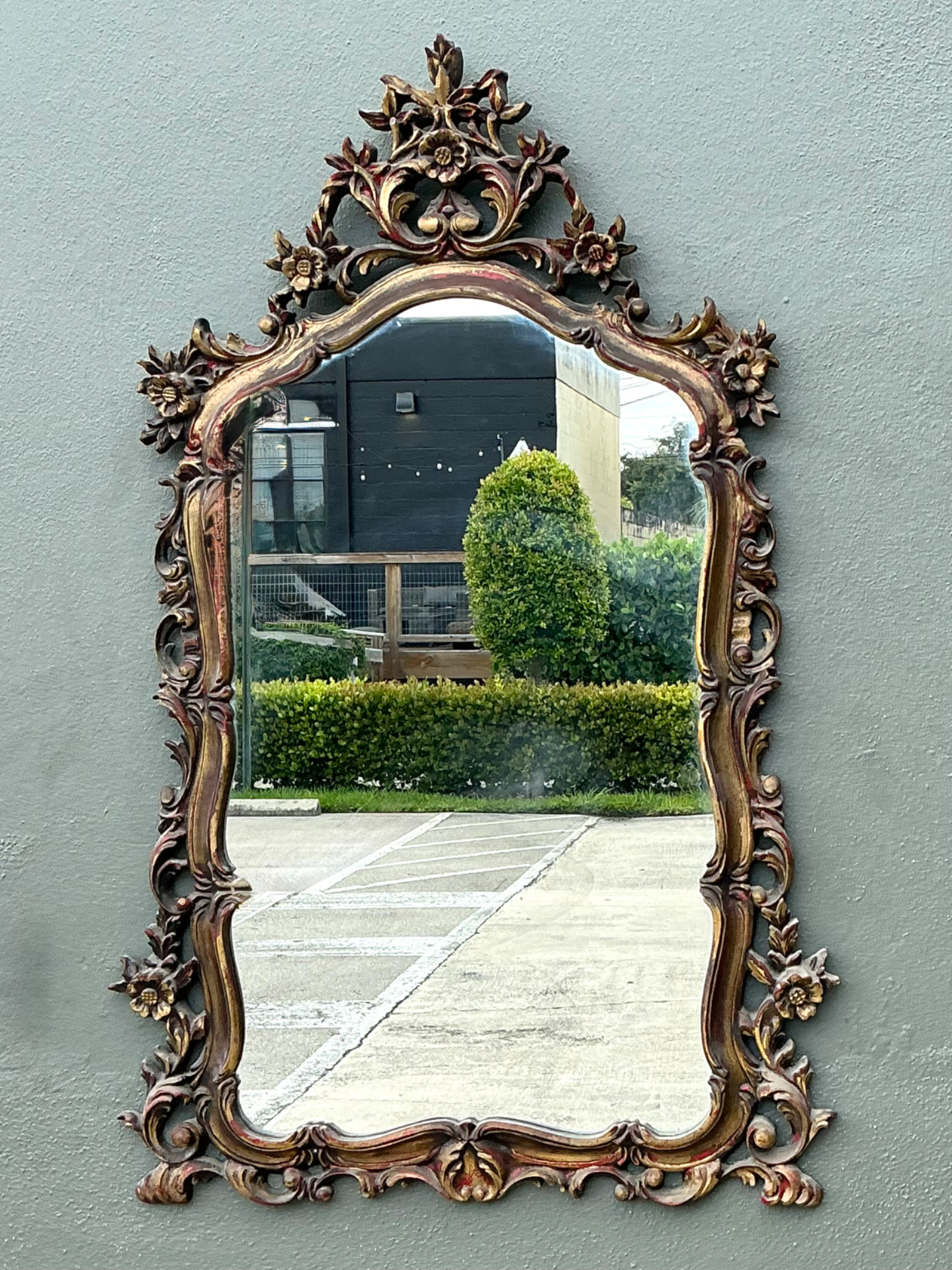 Vintage Ornate Carved Mirror - Top view