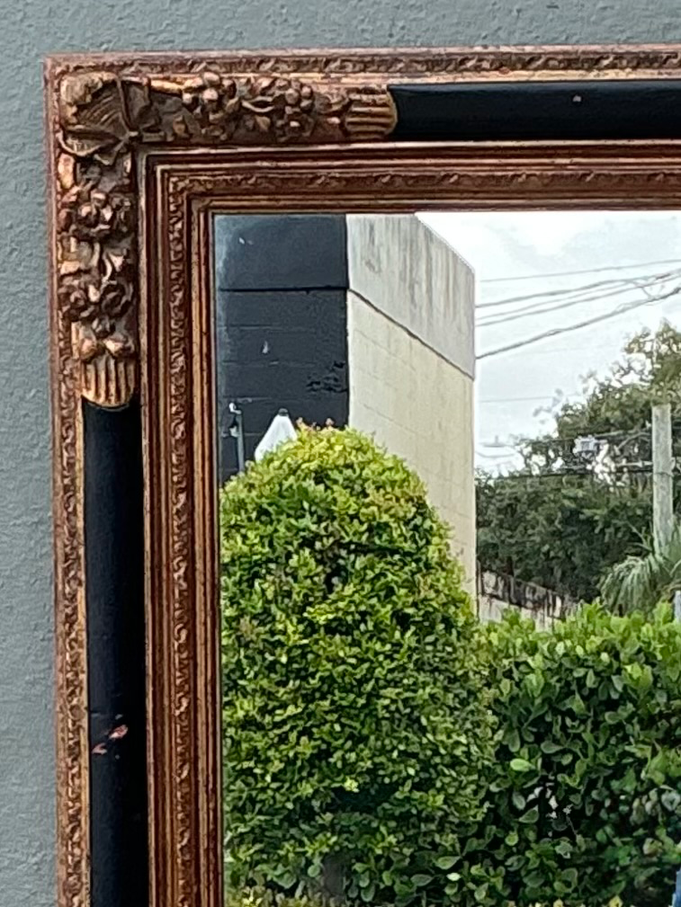 Vintage Ornate Gold and Black Frame Mirror - Side view