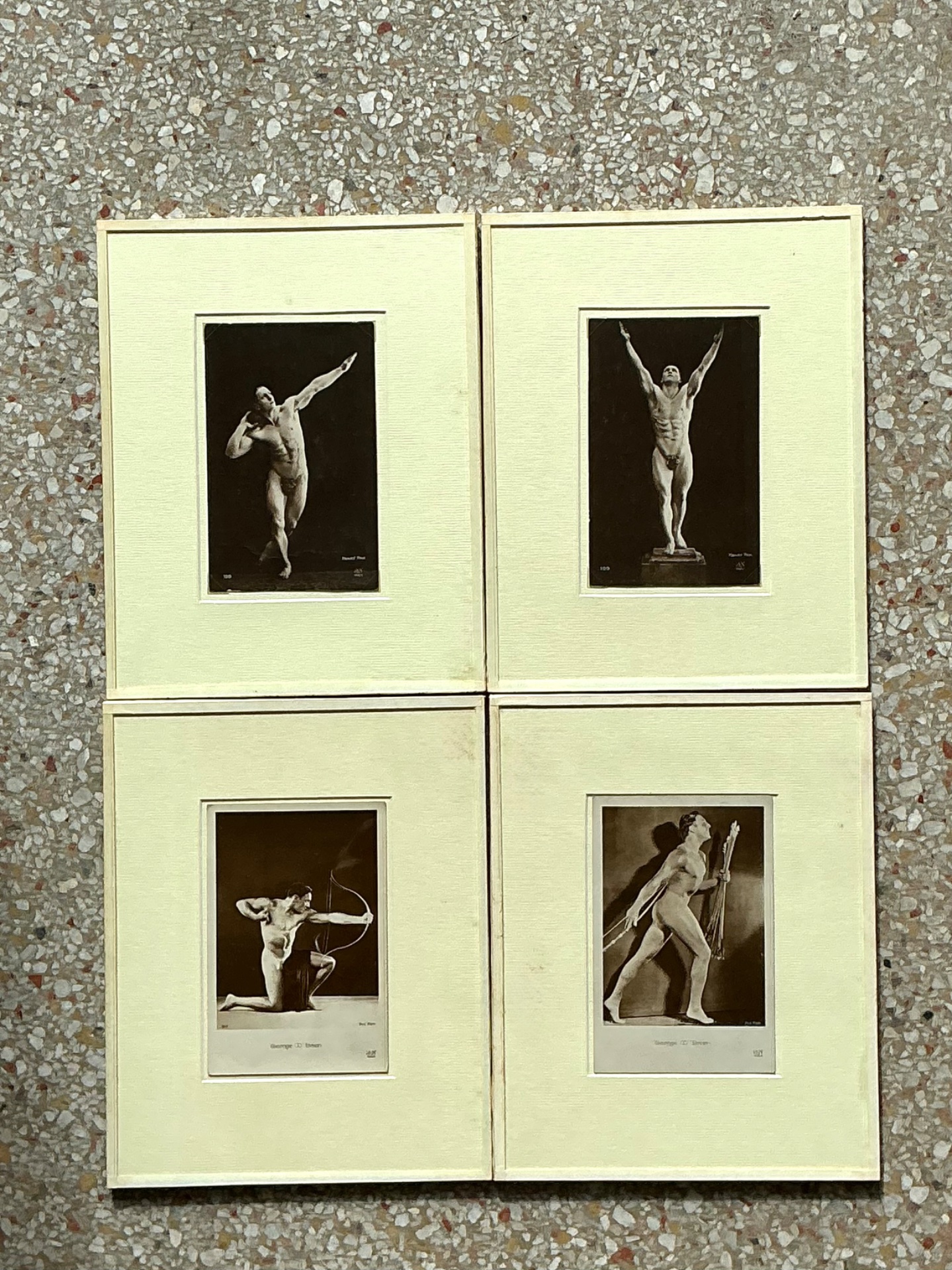 Vintage George O’Brien Classical Male Figure Prints - Set of 4 - Detail view