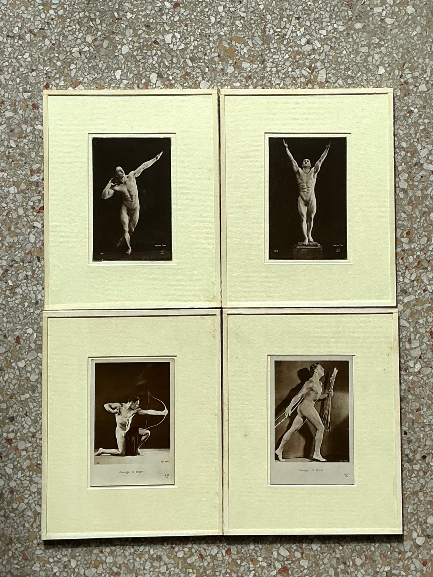 Vintage George O’Brien Classical Male Figure Prints - Set of 4 - Top view