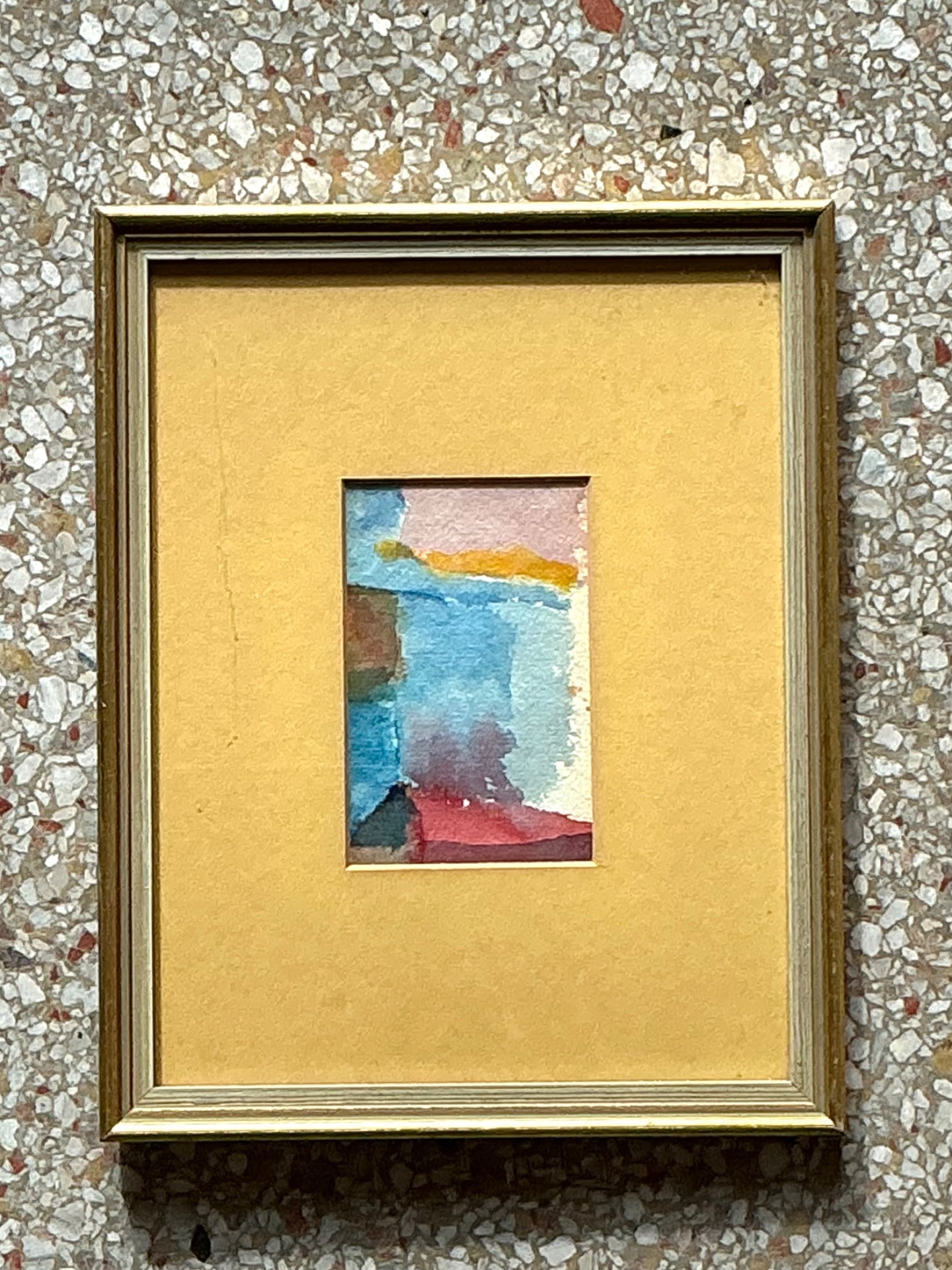 Vintage Small Abstract Watercolor in Gold Frame - Detail view