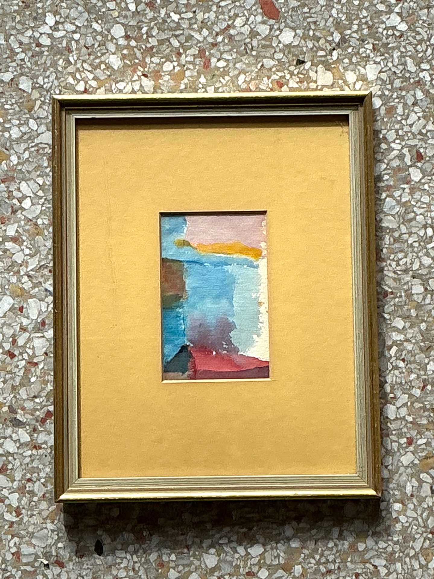 Vintage Small Abstract Watercolor in Gold Frame - Side view