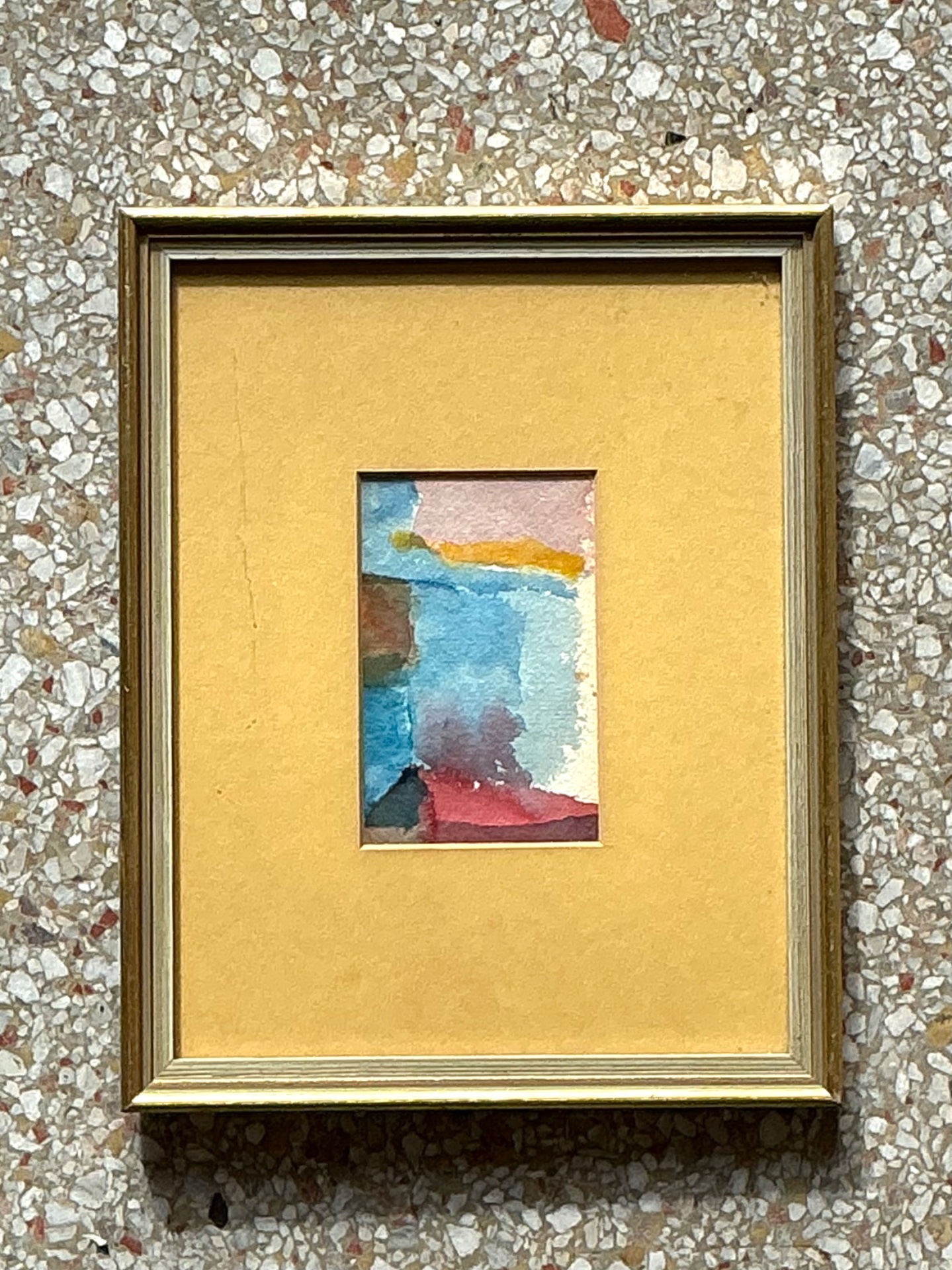 Vintage Small Abstract Watercolor in Gold Frame - Top view