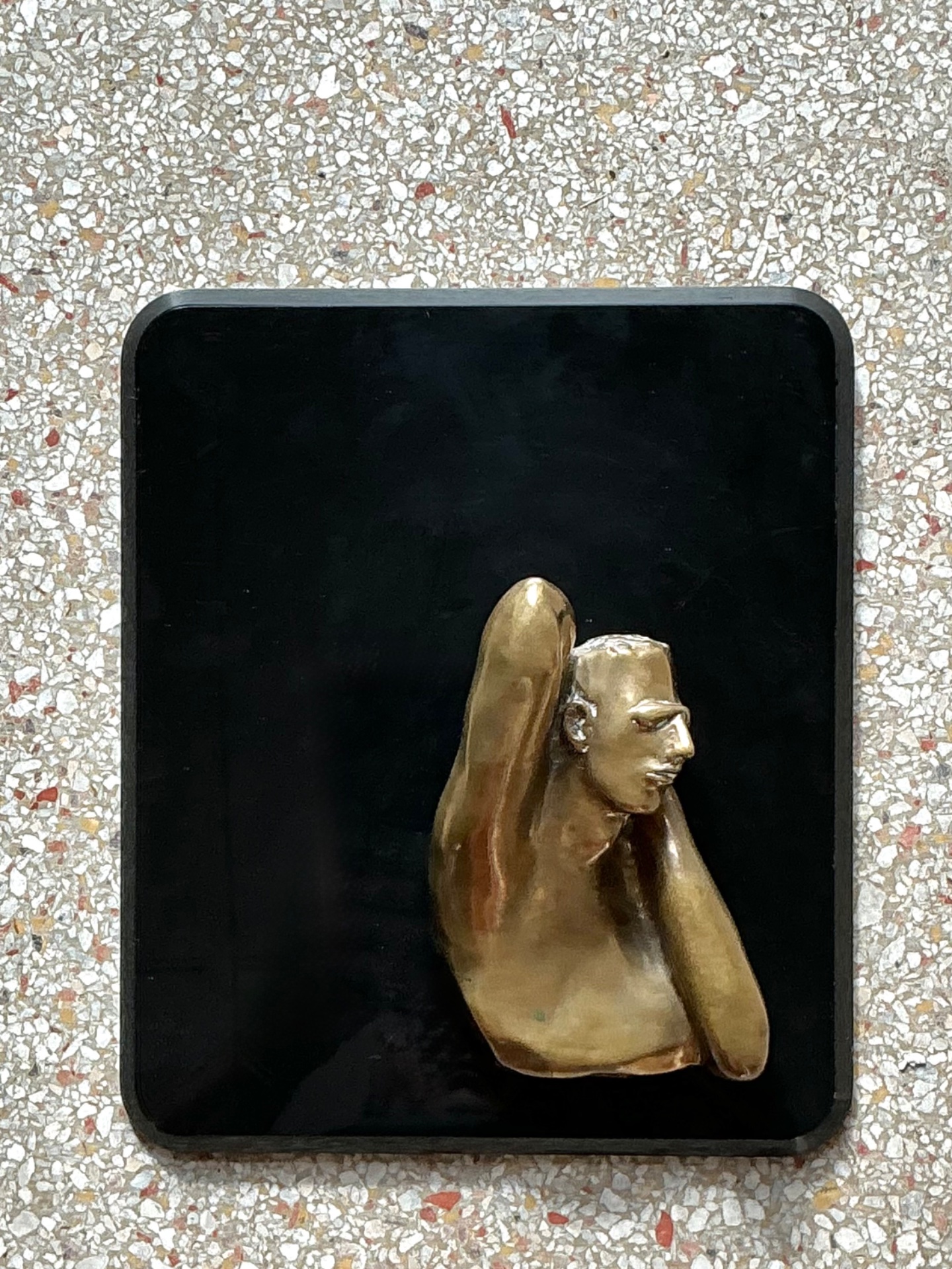 Vintage Bronze Male Bust Wall Sculpture - Detail view