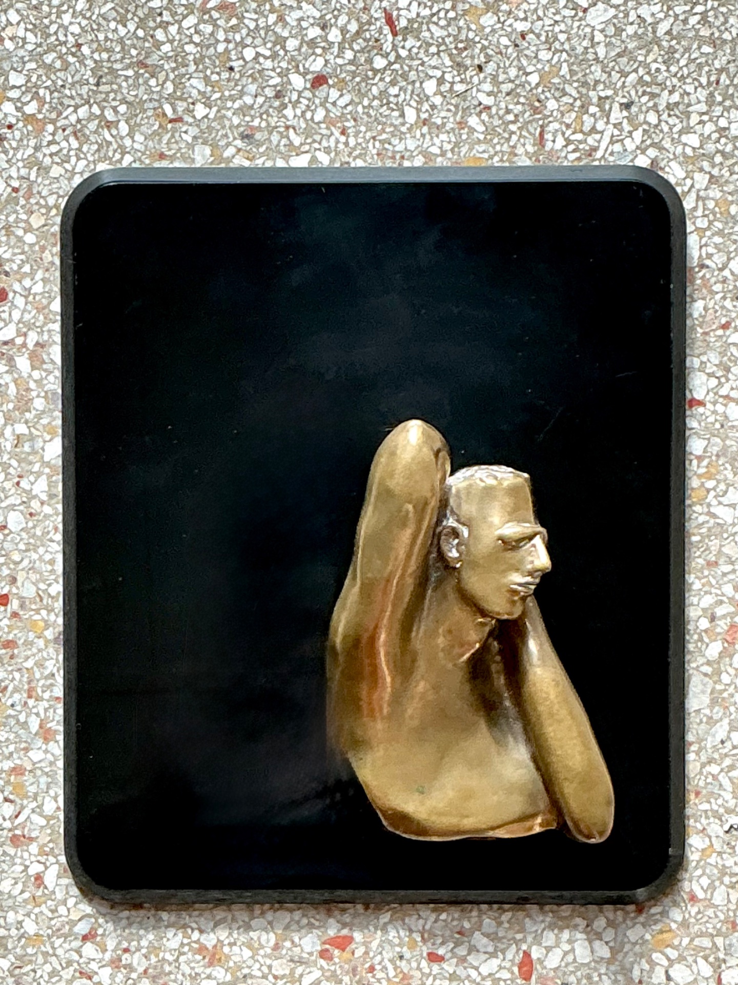 Vintage Bronze Male Bust Wall Sculpture - Top view