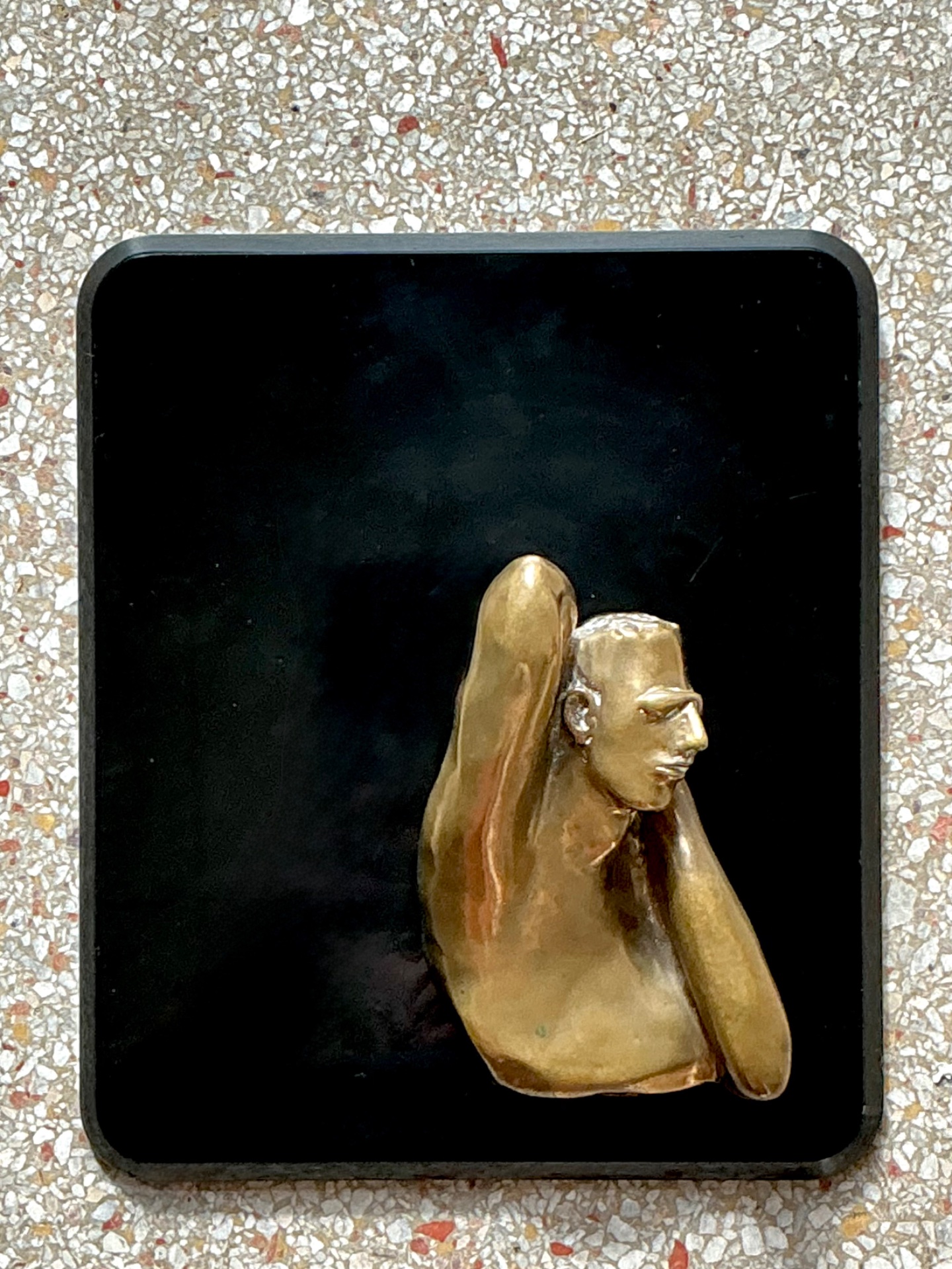 Vintage Bronze Male Bust Wall Sculpture - Back view