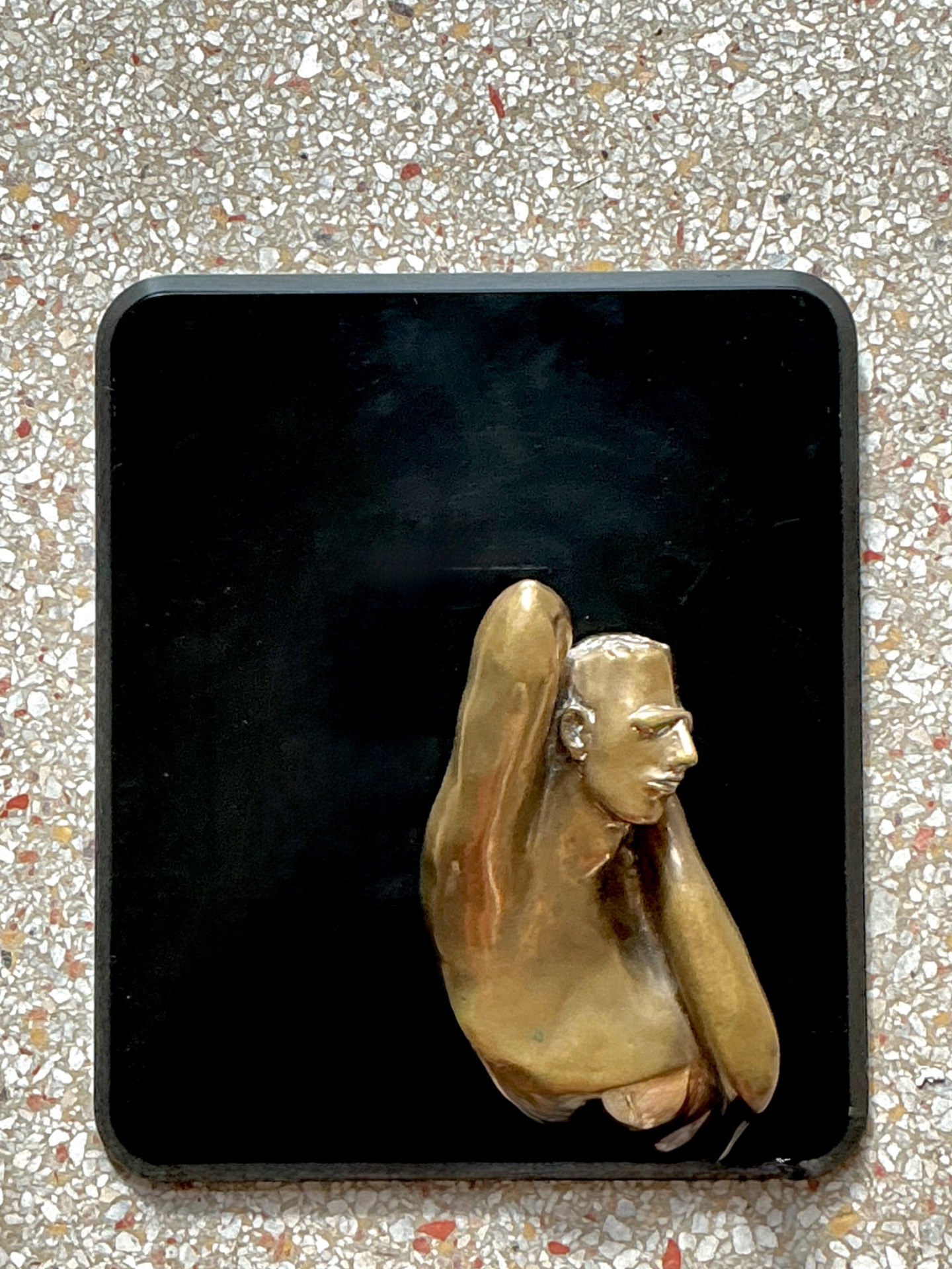 Vintage Bronze Male Bust Wall Sculpture - Side view