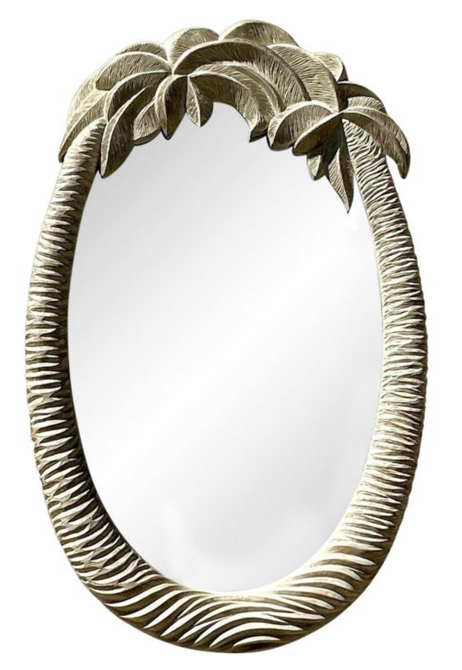 Vintage Coastal Carved Palm Tree Mirror - Top view