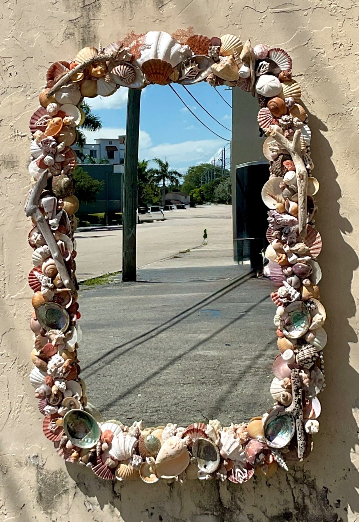 Vintage Shell Encrusted Wall Mirror - Top view