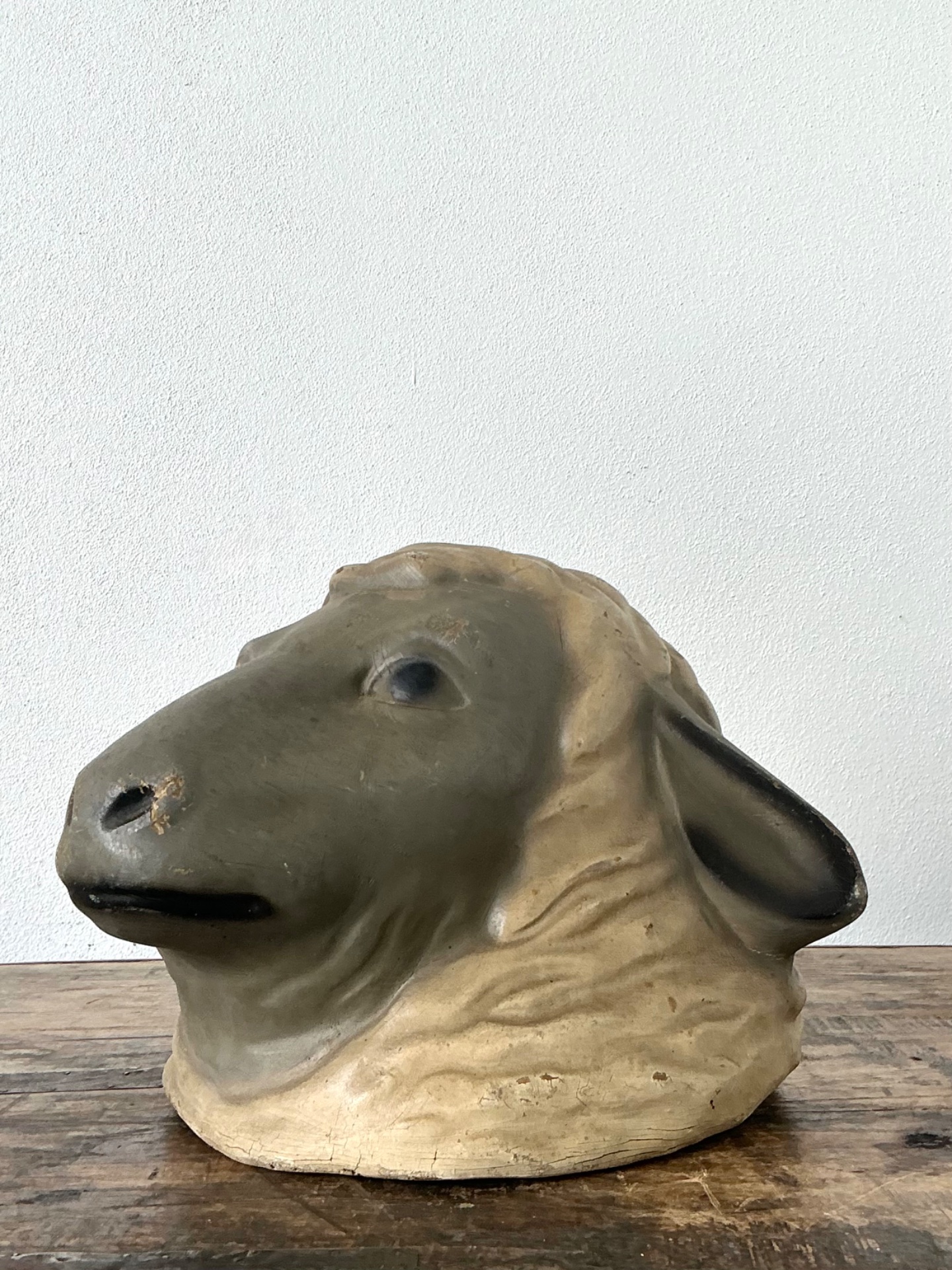 Vintage Painted Ram Bust - Back view