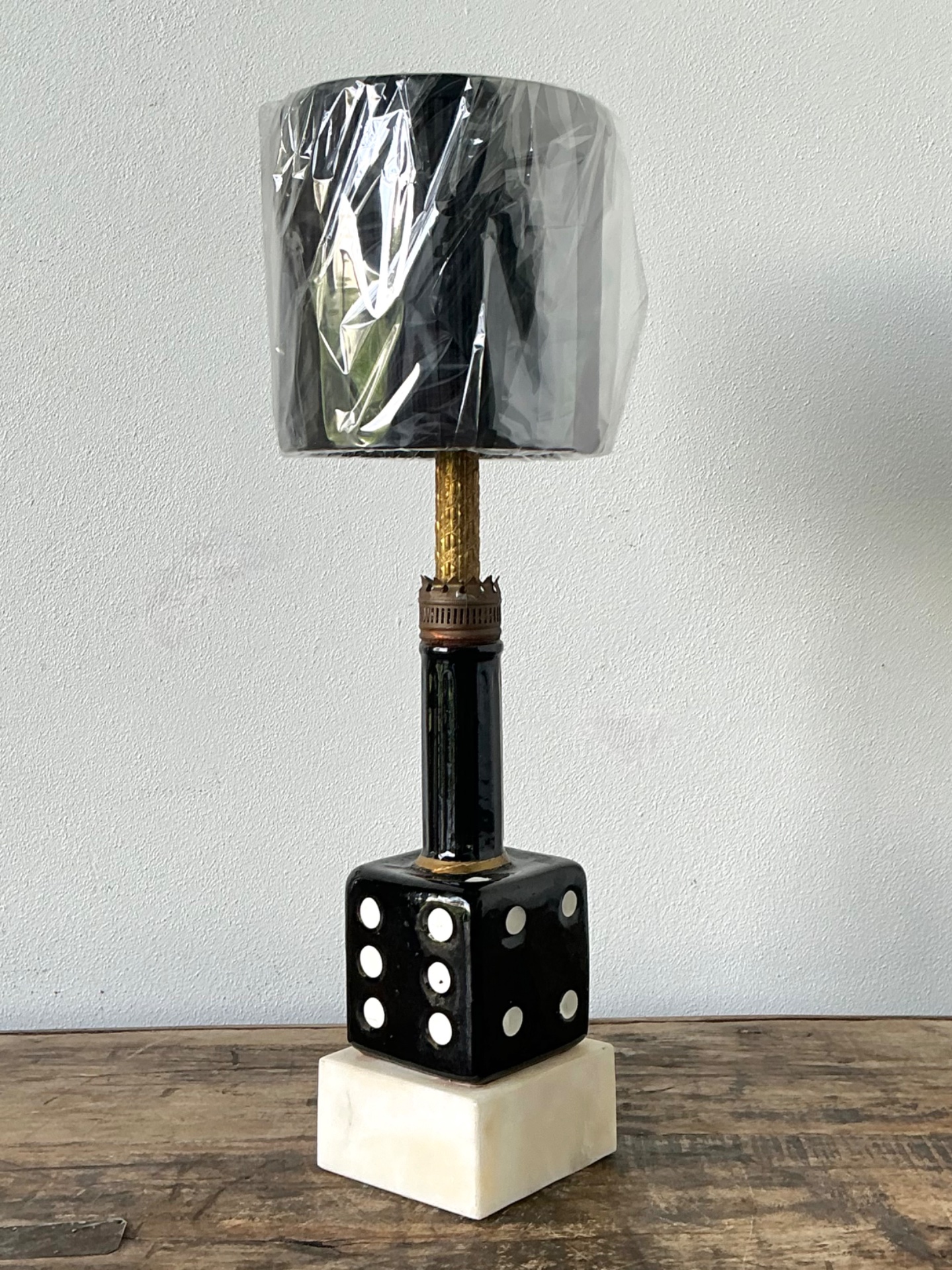 Vintage Ceramic Dice Table Lamp - Back view