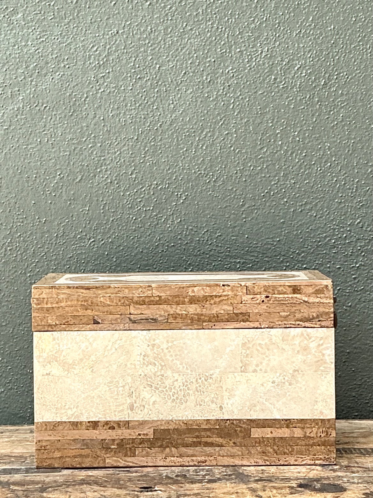 Vintage Tessellated Stone Box - Back view