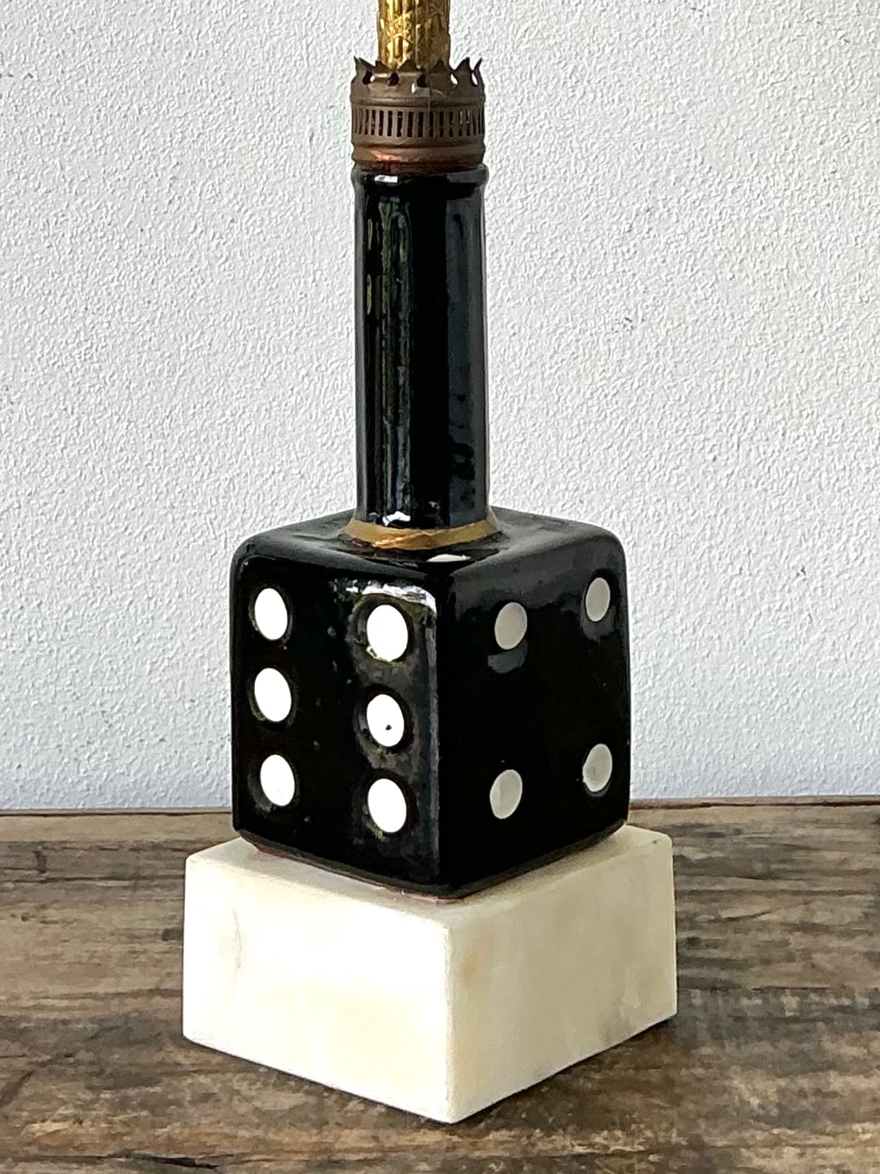 Vintage Ceramic Dice Table Lamp - Side view