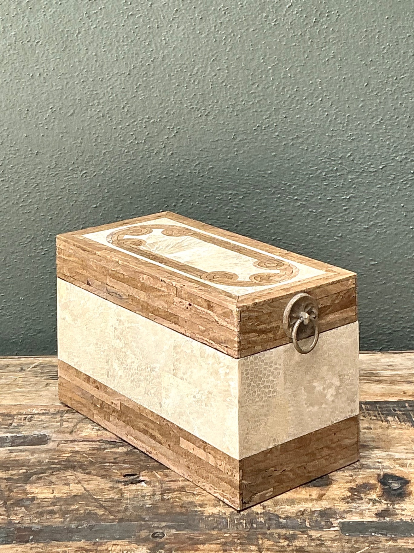 Vintage Tessellated Stone Box - Side view